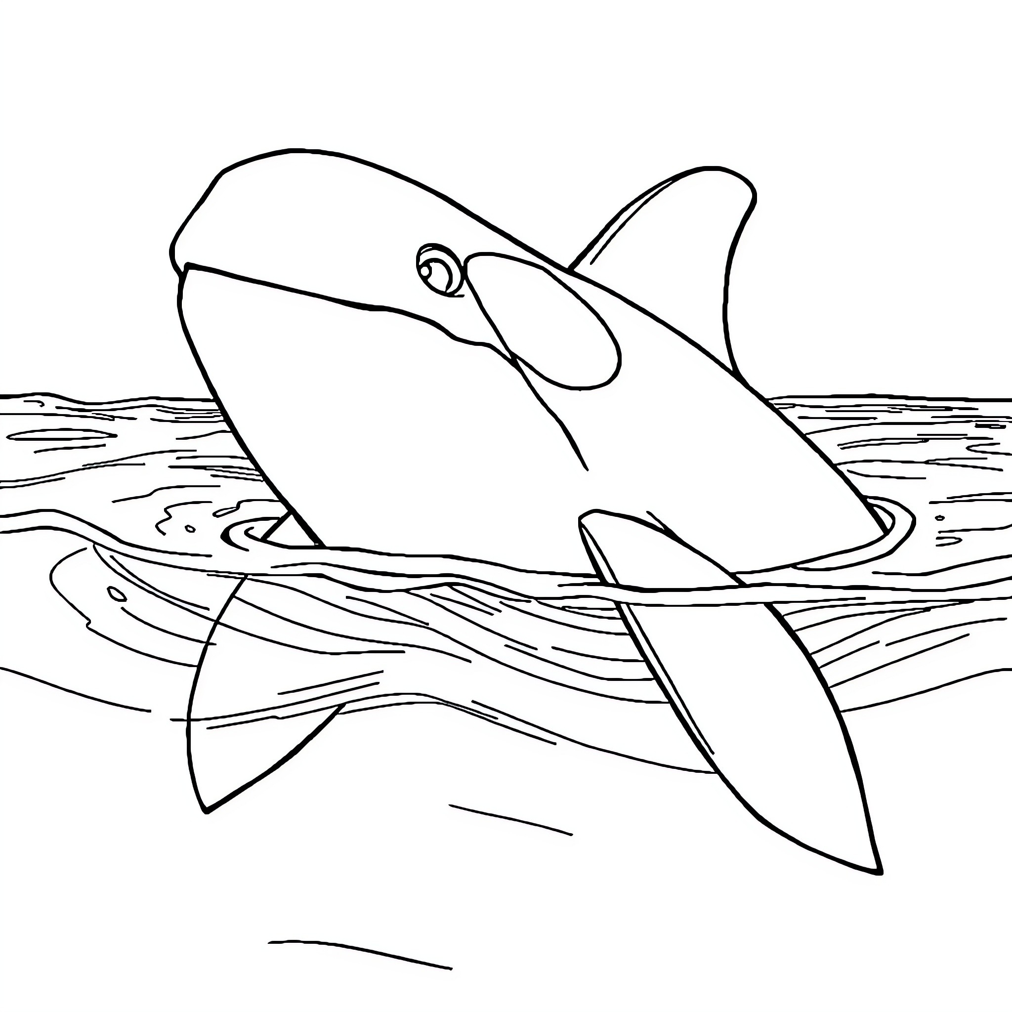 Orca hunting in the open sea Coloring Page (free black-and-white line drawing printable PDF for all, from beginners to advanced learners, including children, teens, adults, and seniors)