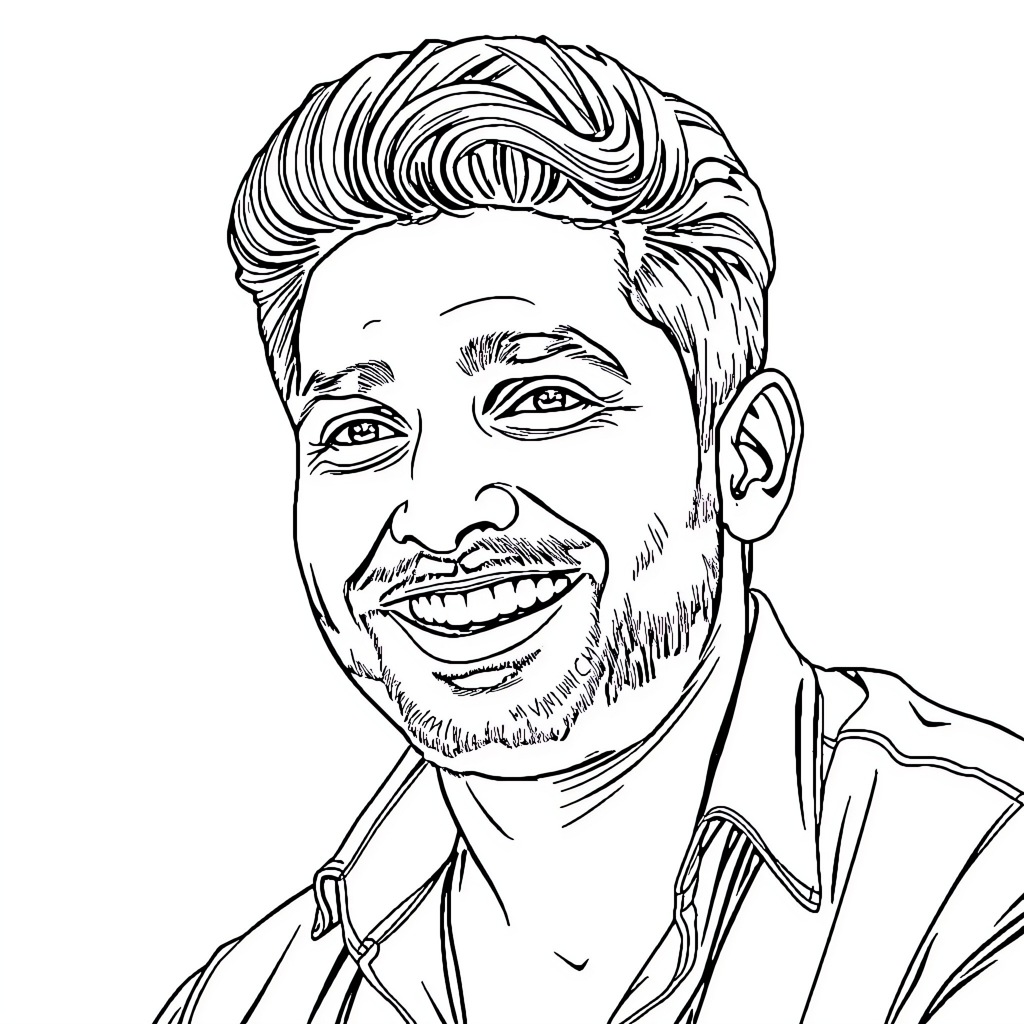 Vicky Kushal's Charming Smile and Stylish Look Coloring Page (free black-and-white line drawing printable PDF for all, from beginners to advanced learners, including children, teens, adults, and seniors)