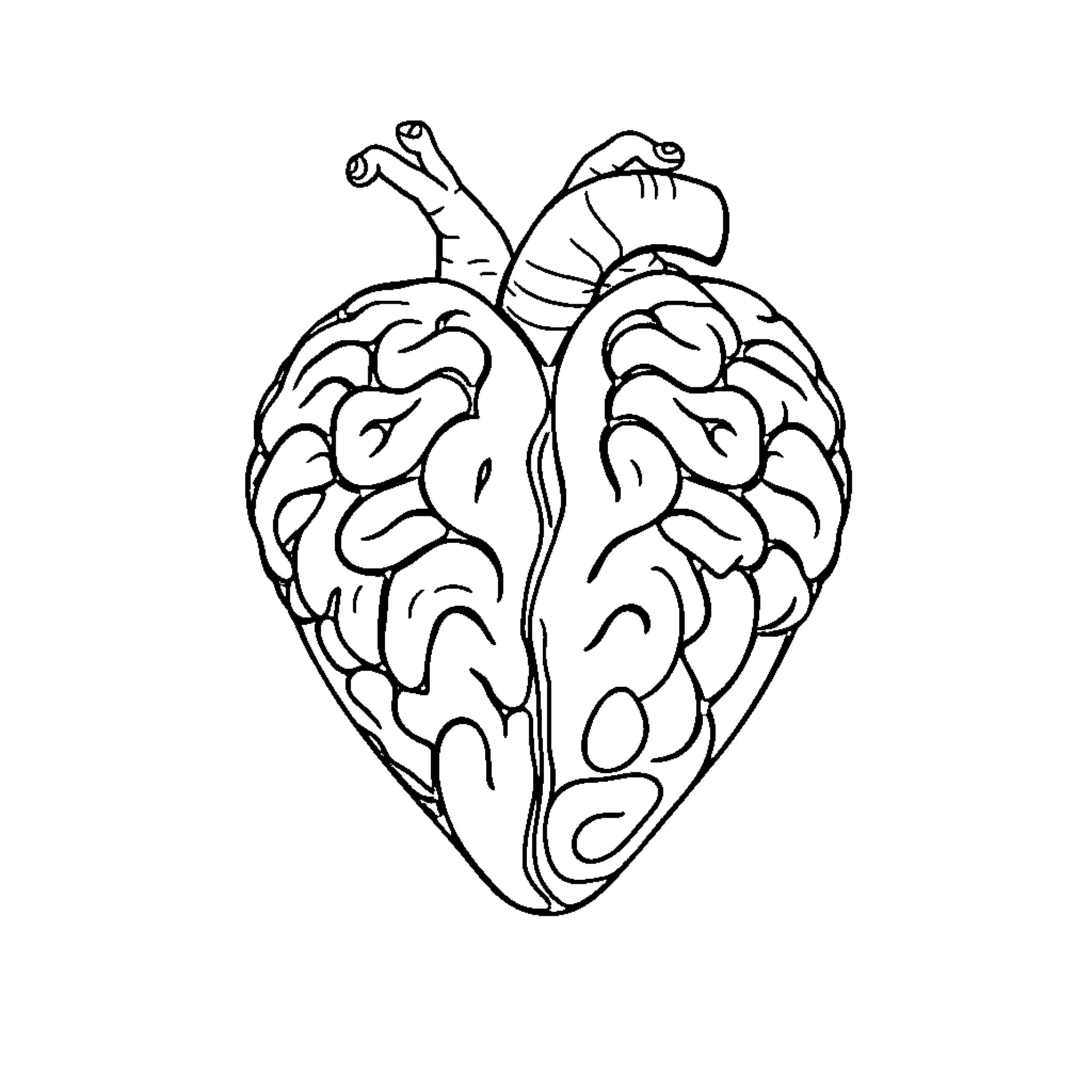 Heart of the Mind Coloring Page (free black-and-white line drawing printable PDF for all, from beginners to advanced learners, including children, teens, adults, and seniors)