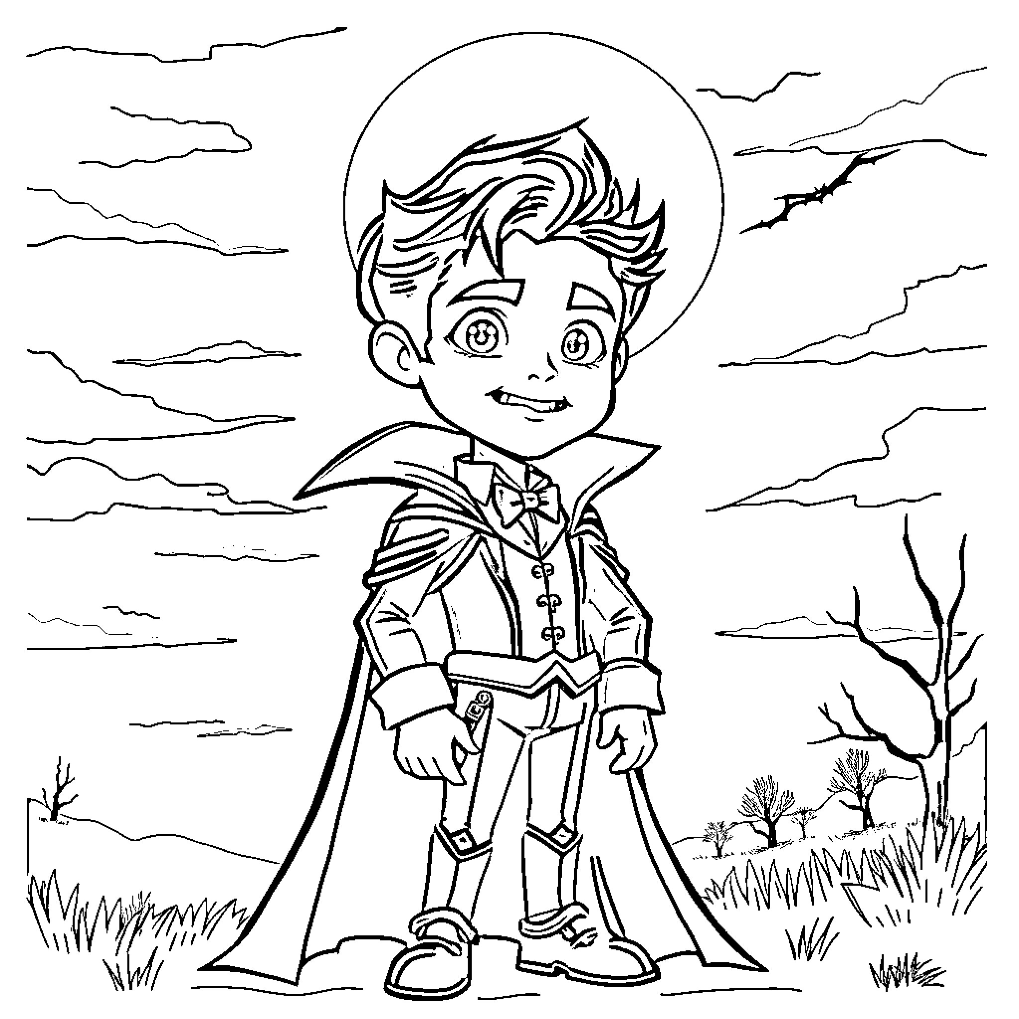 Edward's Adventurous Outdoor Escapades Coloring Page (free black-and-white line drawing printable PDF for all, from beginners to advanced learners, including children, teens, adults, and seniors)
