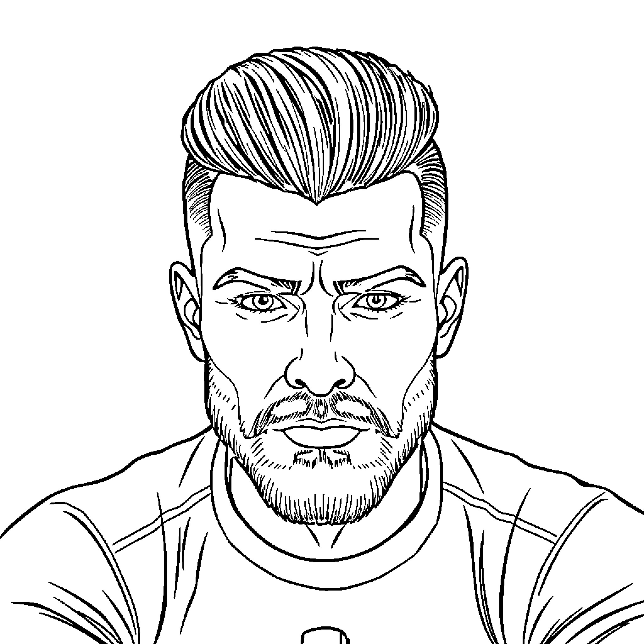 Man with stern expression and facial hair Coloring Page (free black-and-white line drawing printable PDF for all, from beginners to advanced learners, including children, teens, adults, and seniors)