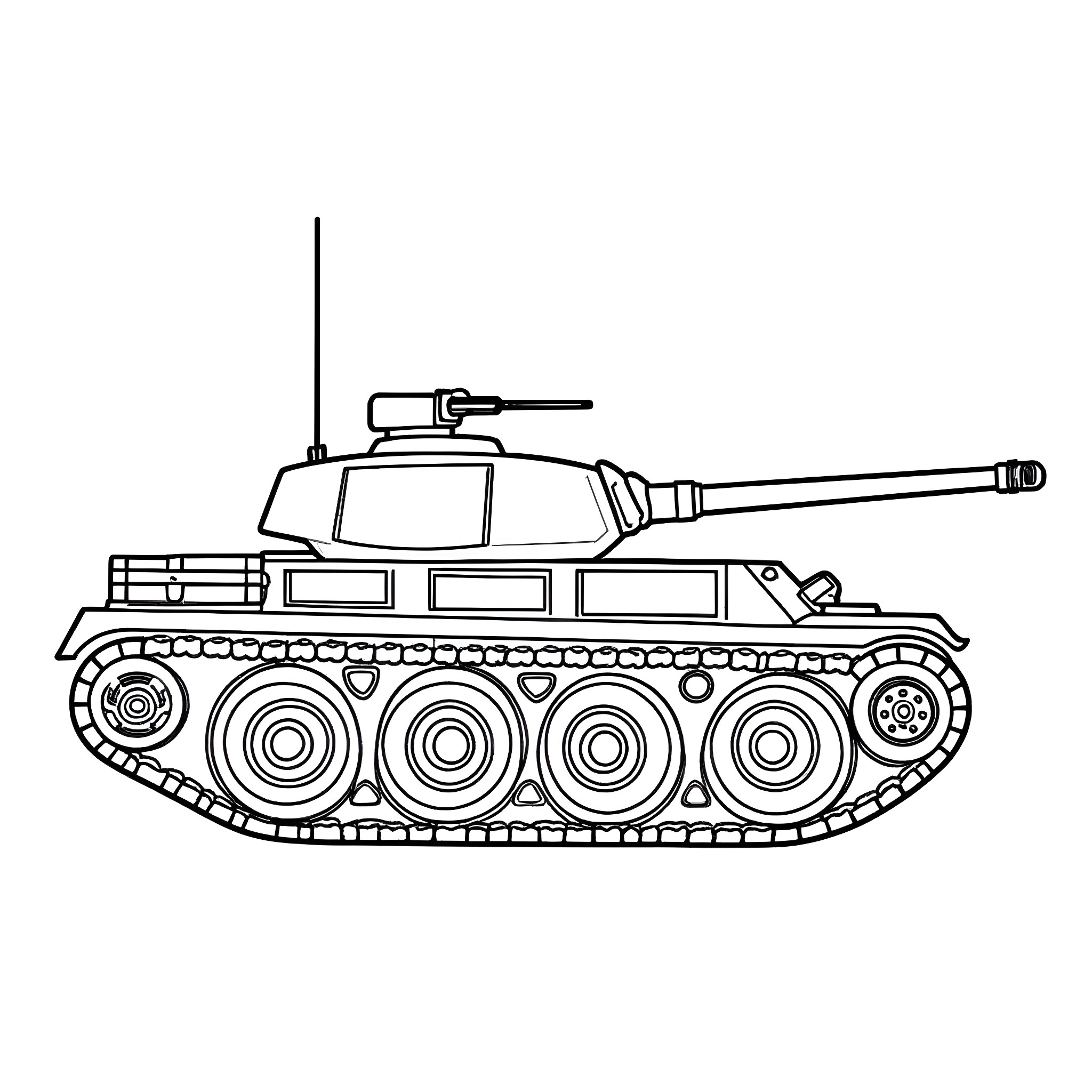 T-34 tank in combat ready stance Coloring Page (free black-and-white line drawing printable PDF for all, from beginners to advanced learners, including children, teens, adults, and seniors)