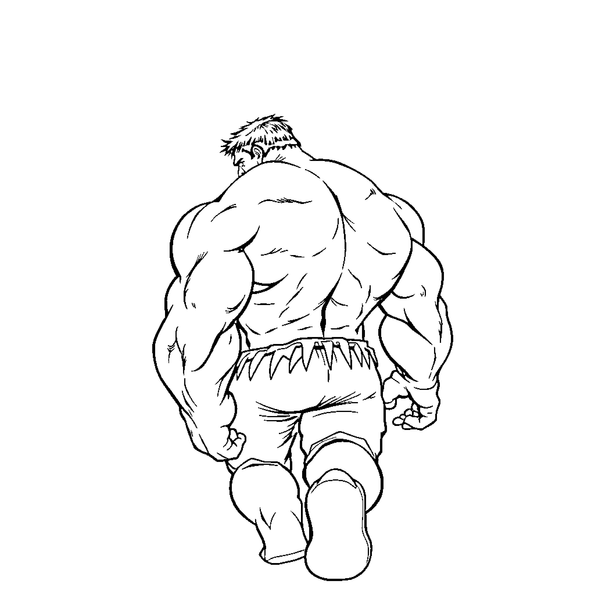 Hulk smashing through with immense strength Coloring Page (free black-and-white line drawing printable PDF for all, from beginners to advanced learners, including children, teens, adults, and seniors)