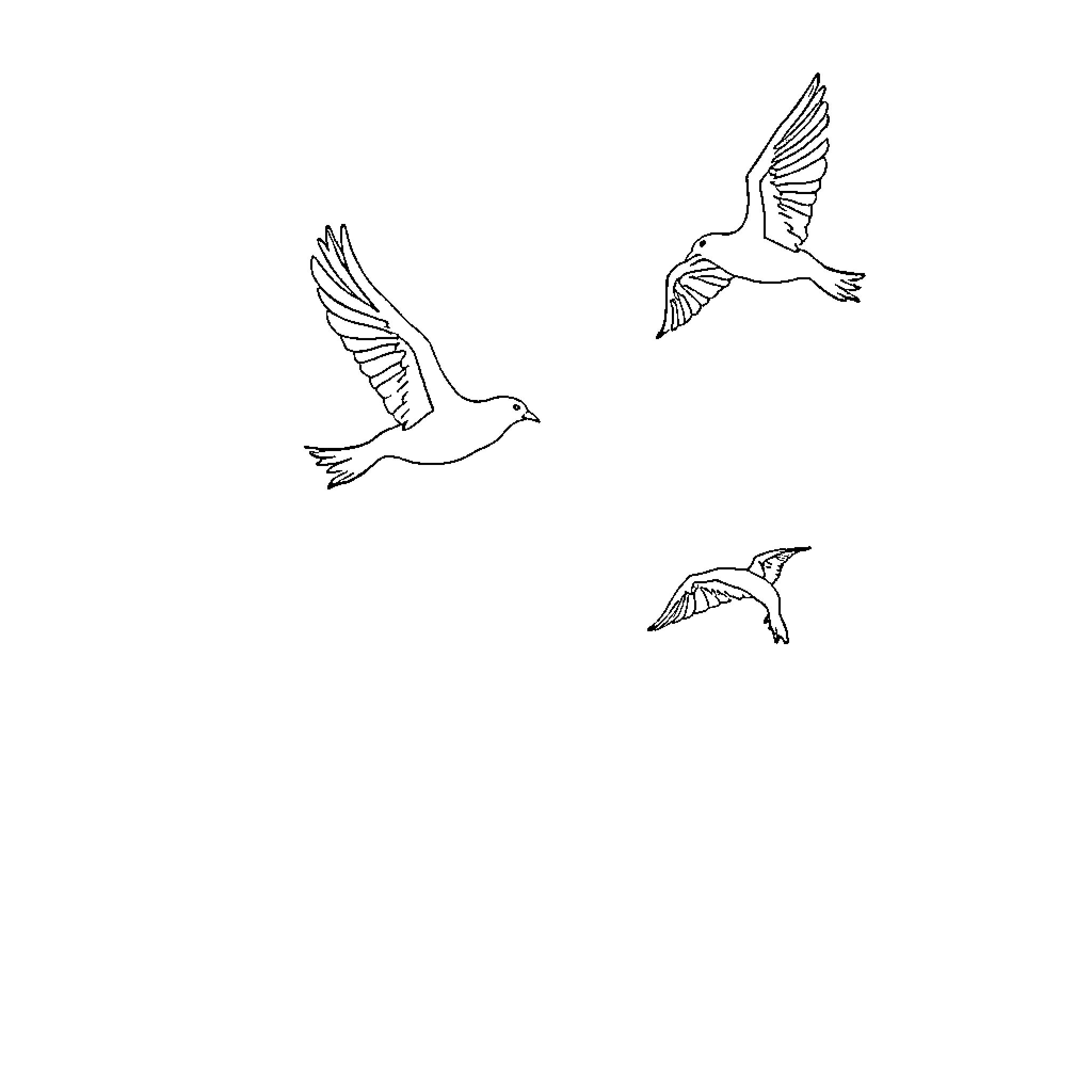 Birds flying gracefully in the sky Coloring Page (free black-and-white line drawing printable PDF for all, from beginners to advanced learners, including children, teens, adults, and seniors)