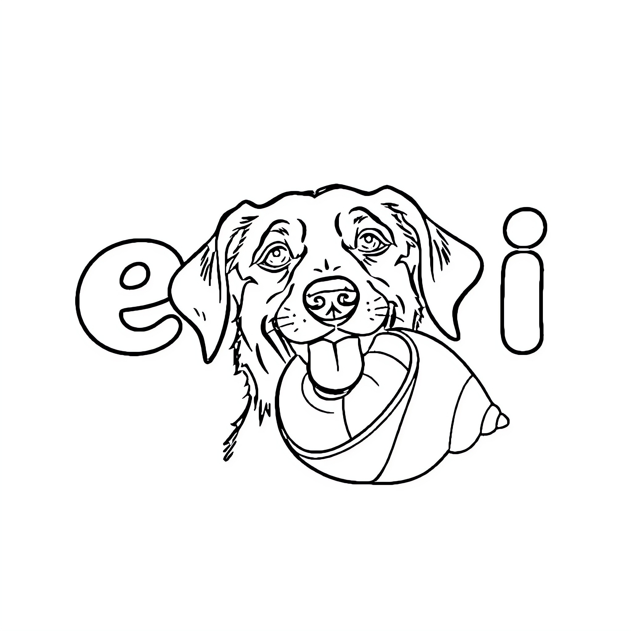 Eni's Canine Companion: A Playful Pup's Endearing Antics Coloring Page (free black-and-white line drawing printable PDF for all, from beginners to advanced learners, including children, teens, adults, and seniors)
