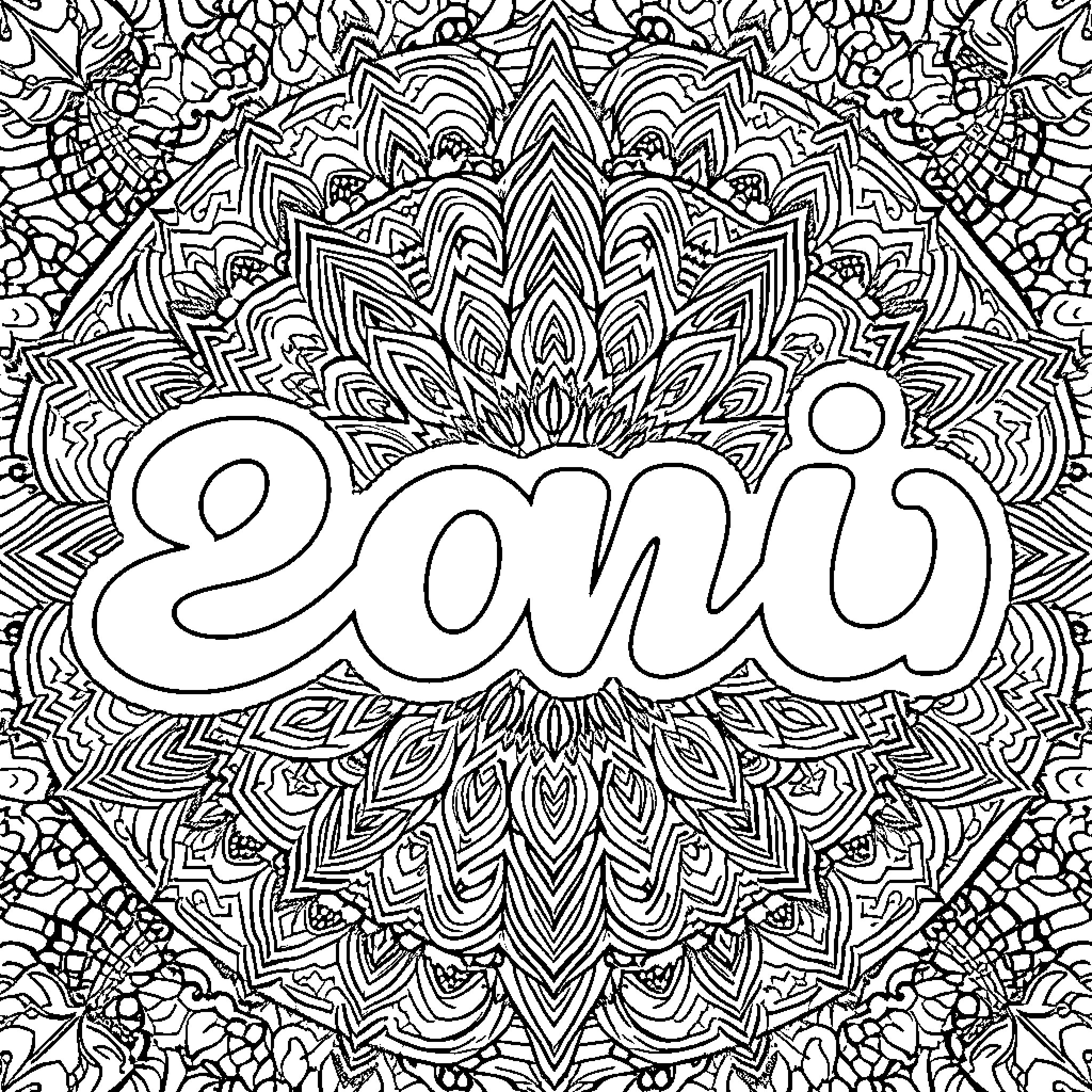 Letter Depicting Intricate Floral Patterns Coloring Page (free black-and-white line drawing printable PDF for all, from beginners to advanced learners, including children, teens, adults, and seniors)