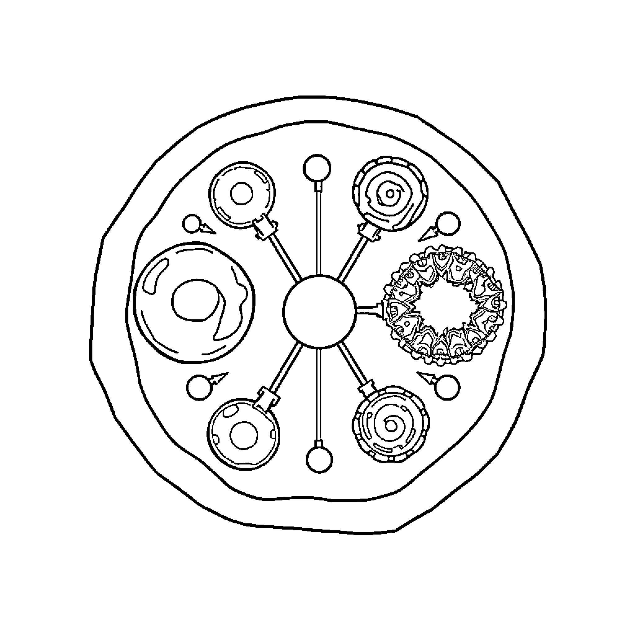 Cell Structure and Components Diagram Coloring Page (free black-and-white line drawing printable PDF for all, from beginners to advanced learners, including children, teens, adults, and seniors)