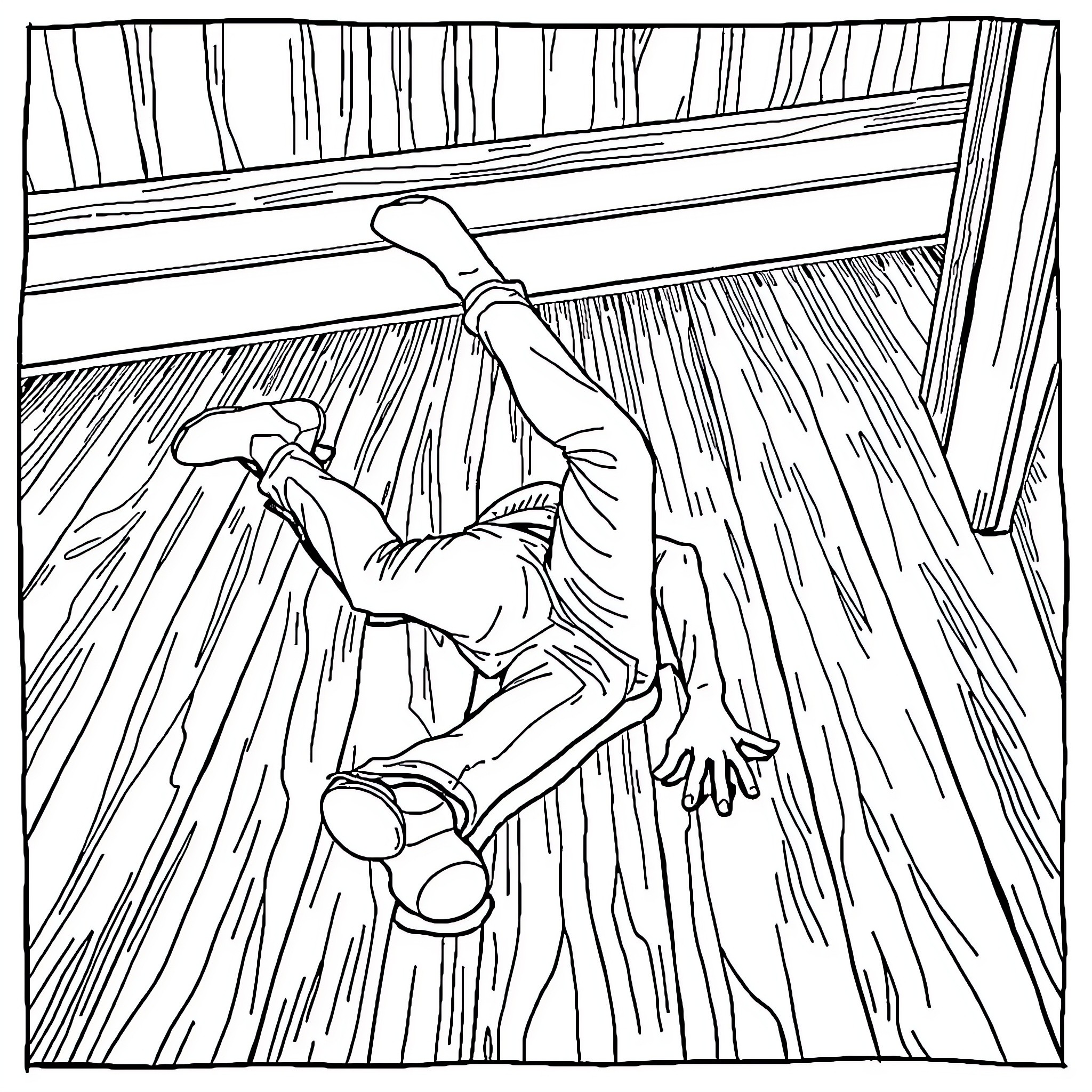 Trip Down the Acrobatic Slide Coloring Page (free black-and-white line drawing printable PDF for all, from beginners to advanced learners, including children, teens, adults, and seniors)