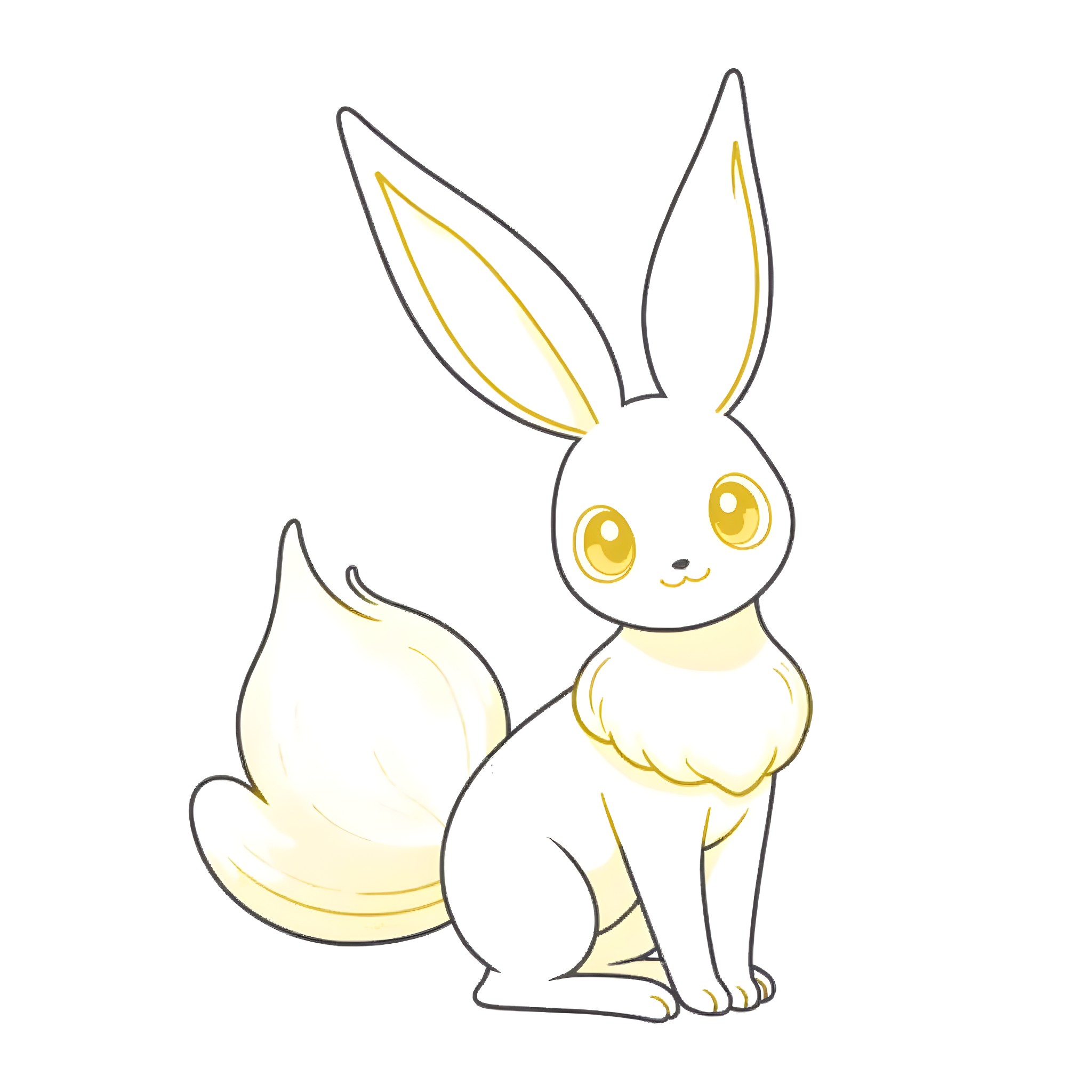 Umbreon sitting calmly with large eyes Coloring Page (free black-and-white line drawing printable PDF for all, from beginners to advanced learners, including children, teens, adults, and seniors)