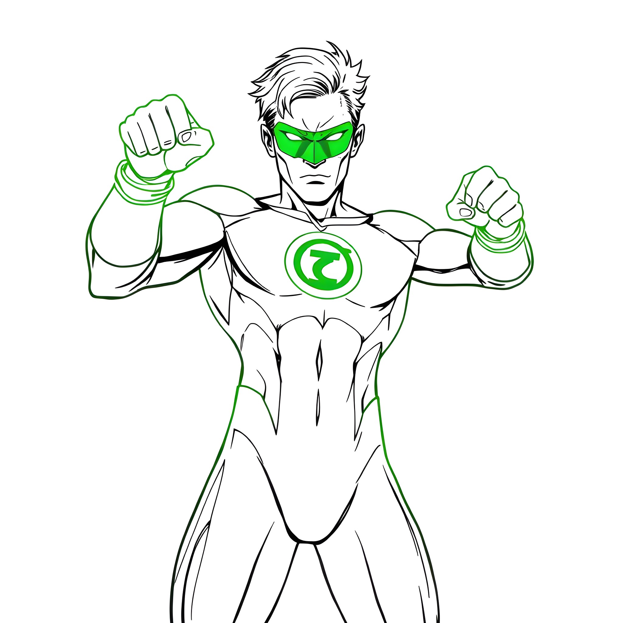 Cyclops superhero with determined expression Coloring Page (free black-and-white line drawing printable PDF for all, from beginners to advanced learners, including children, teens, adults, and seniors)