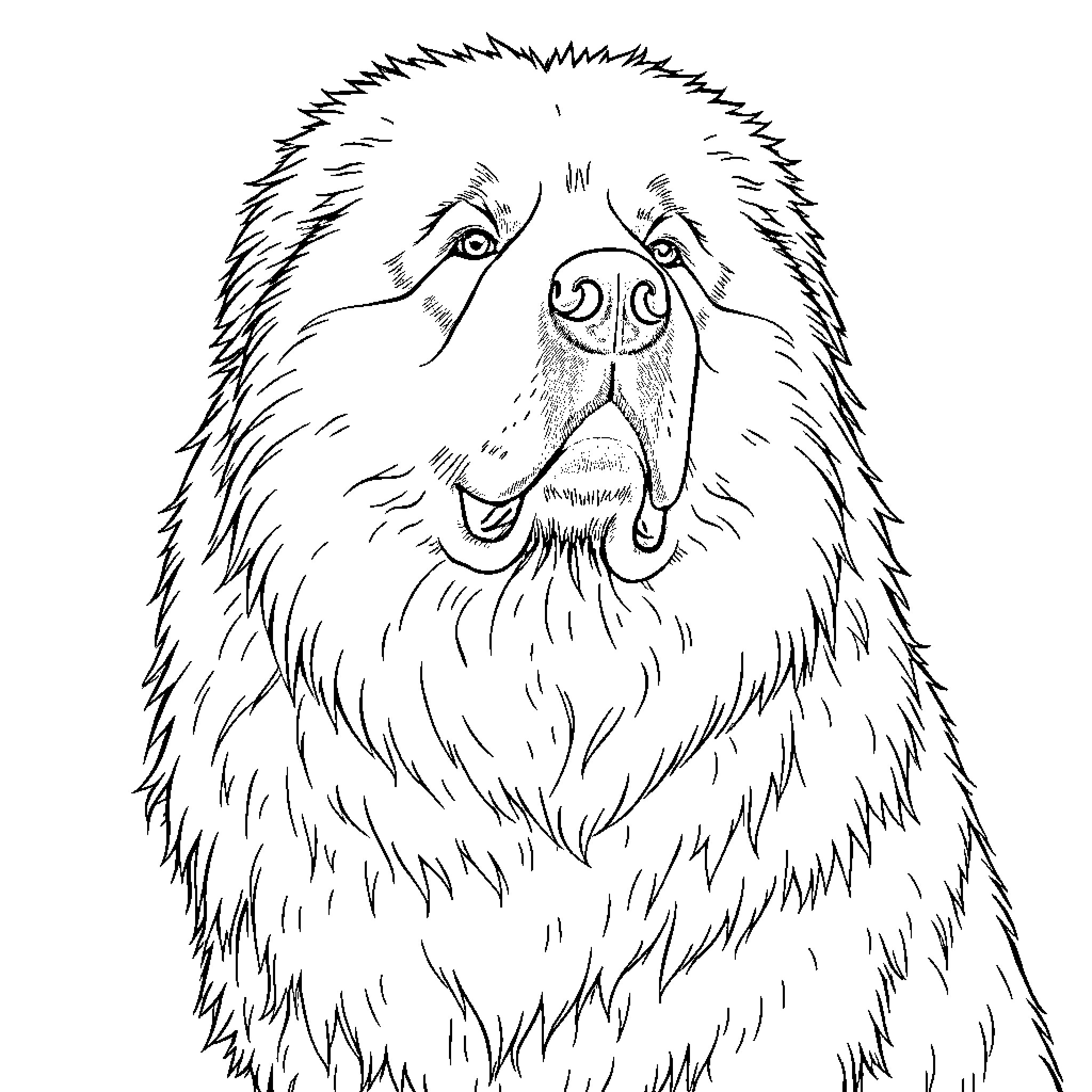 Great Pyrenees dog with friendly expression Coloring Page (free black-and-white line drawing printable PDF for all, from beginners to advanced learners, including children, teens, adults, and seniors)