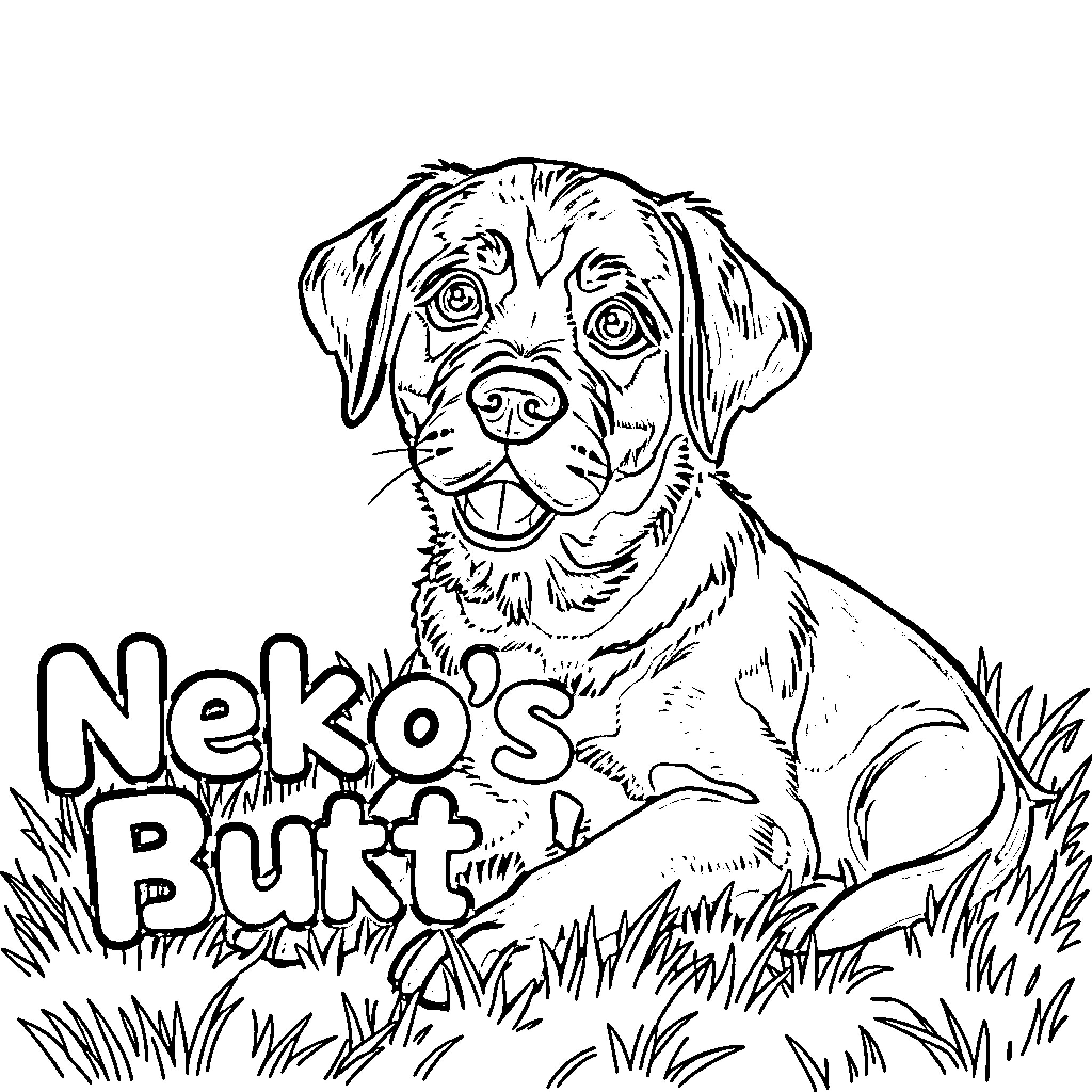 Lab Dog Enjoying Outdoor Adventure Coloring Page (free black-and-white line drawing printable PDF for all, from beginners to advanced learners, including children, teens, adults, and seniors)