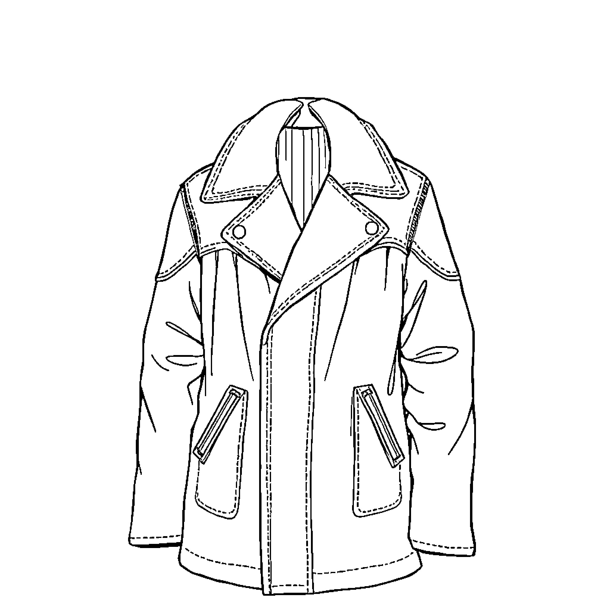 Horse coat with zipper details and pockets Coloring Page (free black-and-white line drawing printable PDF for all, from beginners to advanced learners, including children, teens, adults, and seniors)