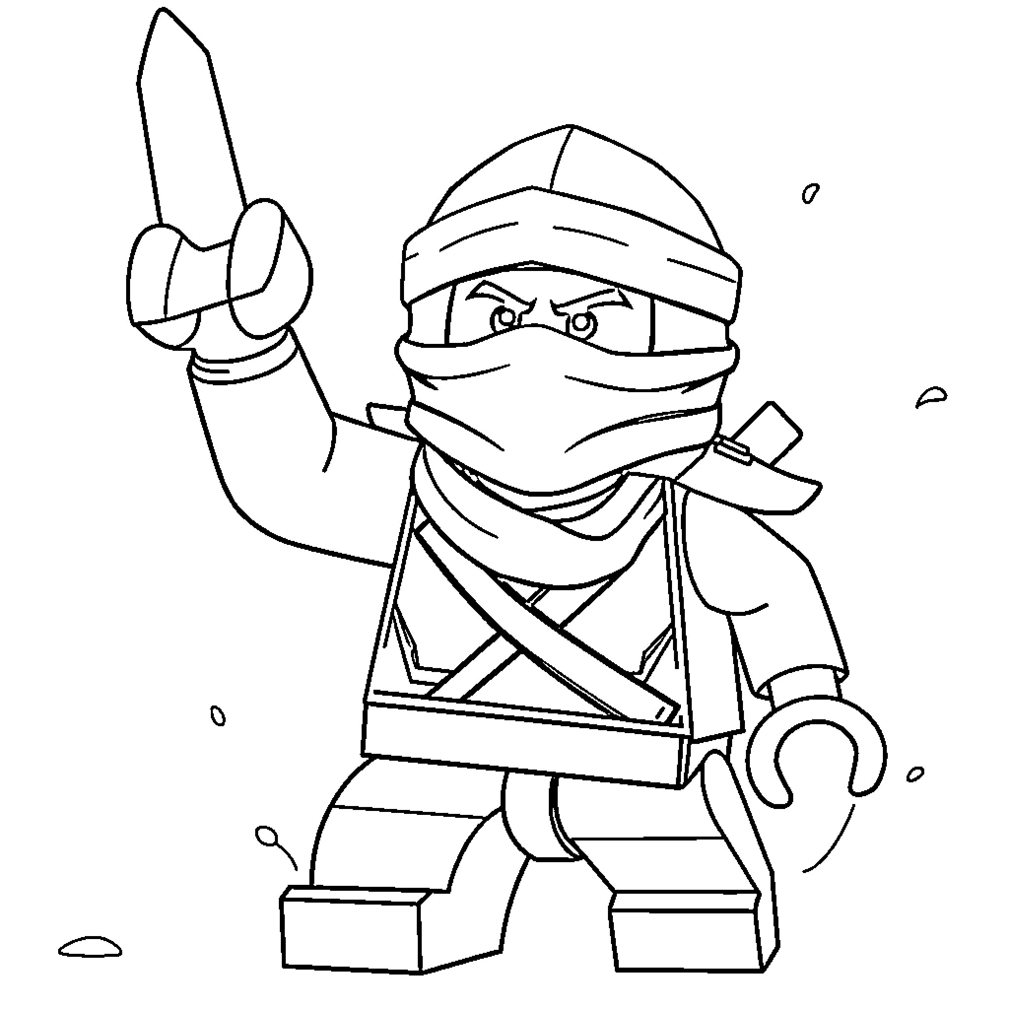 Cole, the Ninja Warrior Strikes a Pose Coloring Page (free black-and-white line drawing printable PDF for all, from beginners to advanced learners, including children, teens, adults, and seniors)