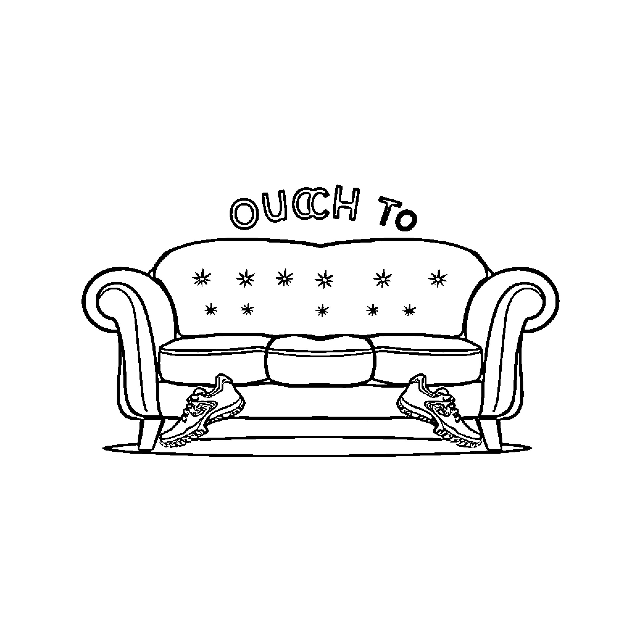 Podcast of a Comfortable Couch Coloring Page (free black-and-white line drawing printable PDF for all, from beginners to advanced learners, including children, teens, adults, and seniors)
