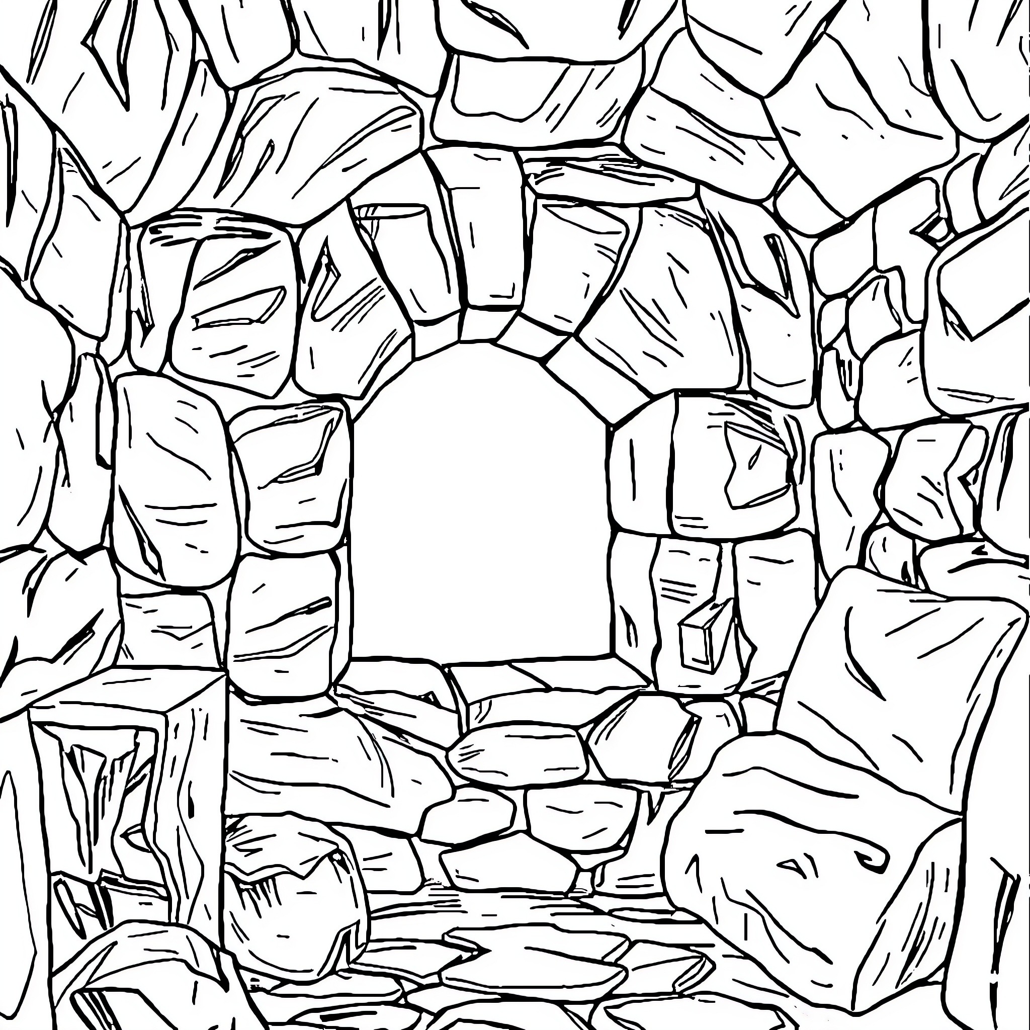 Atahualpa's Mysterious Stone Archway Coloring Page (free black-and-white line drawing printable PDF for all, from beginners to advanced learners, including children, teens, adults, and seniors)