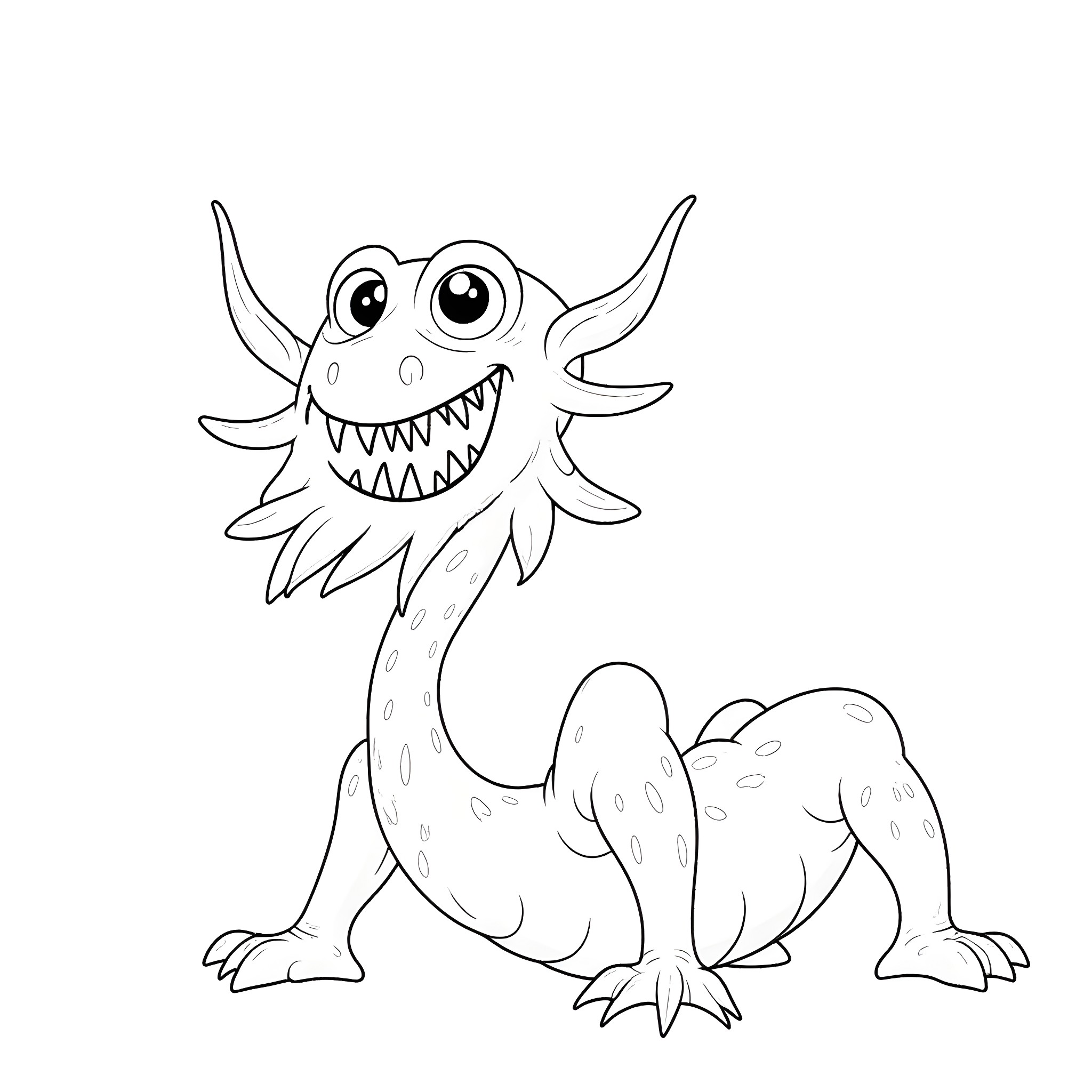 Venus Flytrap monster with a toothy grin Coloring Page (free black-and-white line drawing printable PDF for all, from beginners to advanced learners, including children, teens, adults, and seniors)