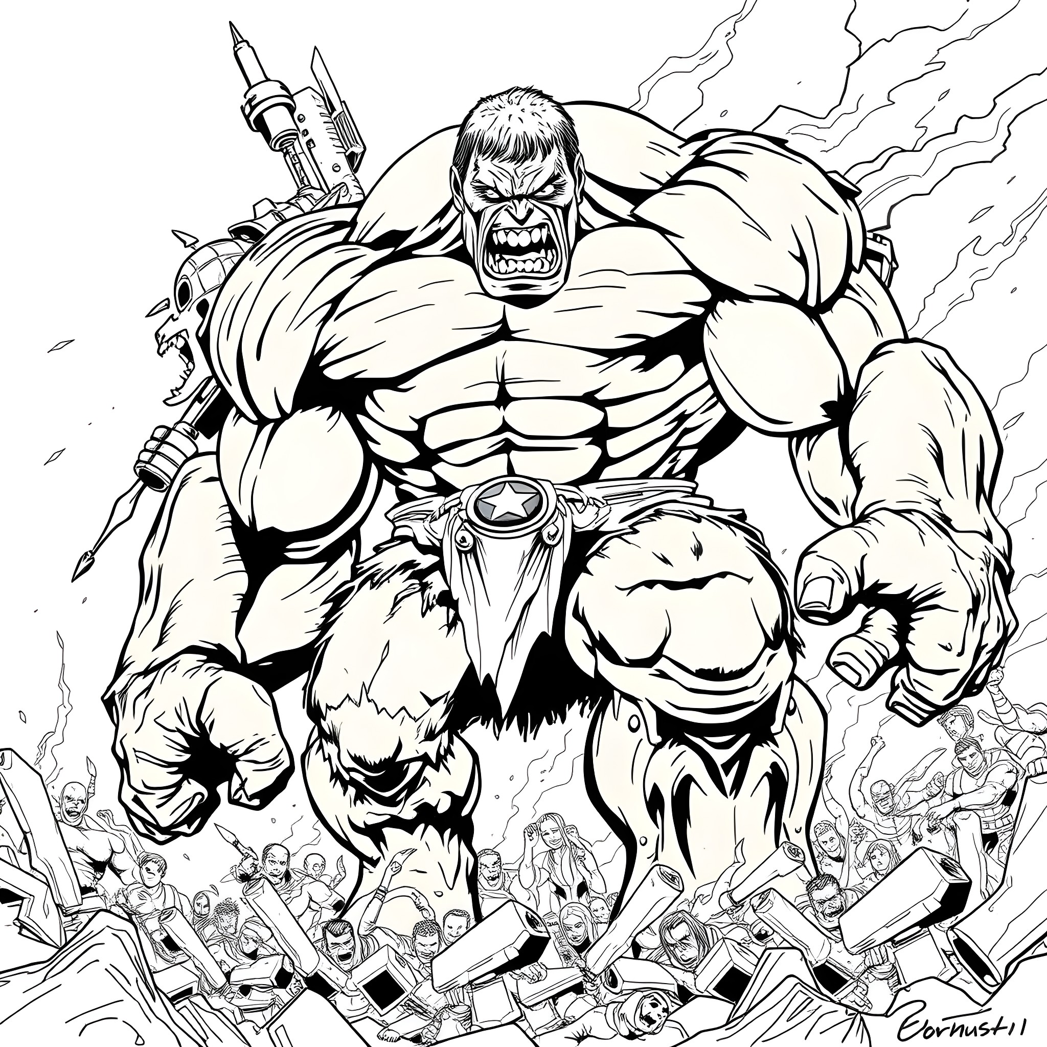 Skulk of the Raging Behemoth Coloring Page (free black-and-white line drawing printable PDF for all, from beginners to advanced learners, including children, teens, adults, and seniors)