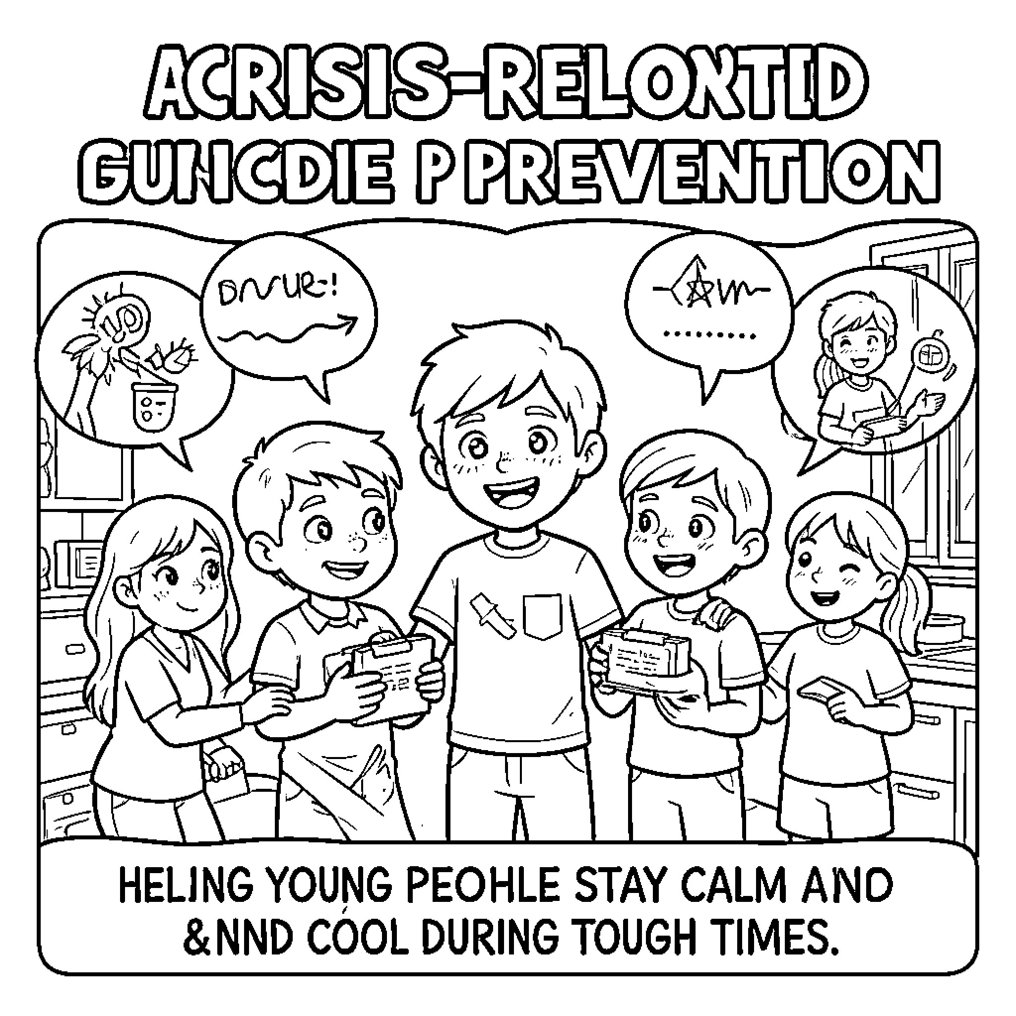 Crisis management helping young people stay calm and cool Coloring Page (free black-and-white line drawing printable PDF for all, from beginners to advanced learners, including children, teens, adults, and seniors)