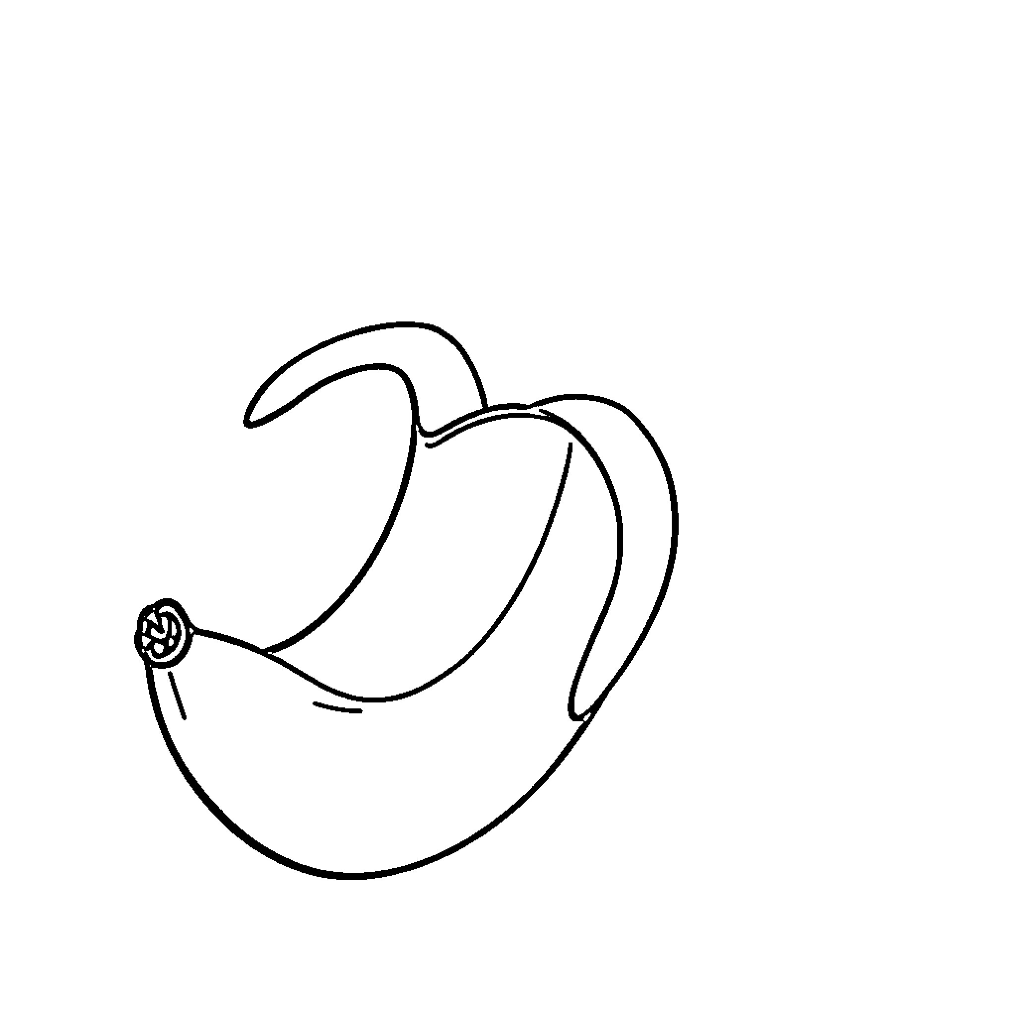 Banana shaped doodle drawing Coloring Page (free black-and-white line drawing printable PDF for all, from beginners to advanced learners, including children, teens, adults, and seniors)