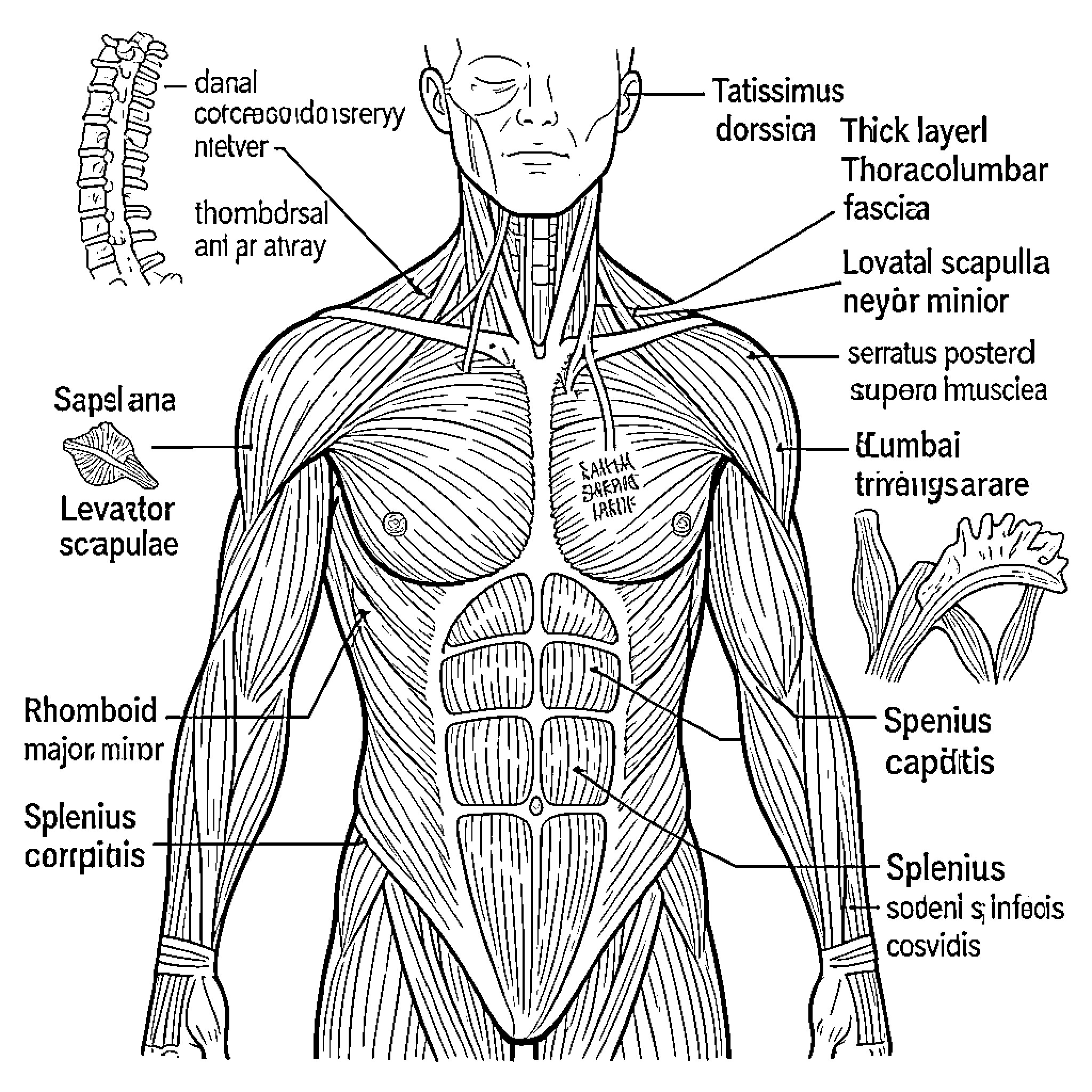 Anatomy diagram of human muscular system and skeletal structure Coloring Page (free black-and-white line drawing printable PDF for all, from beginners to advanced learners, including children, teens, adults, and seniors)