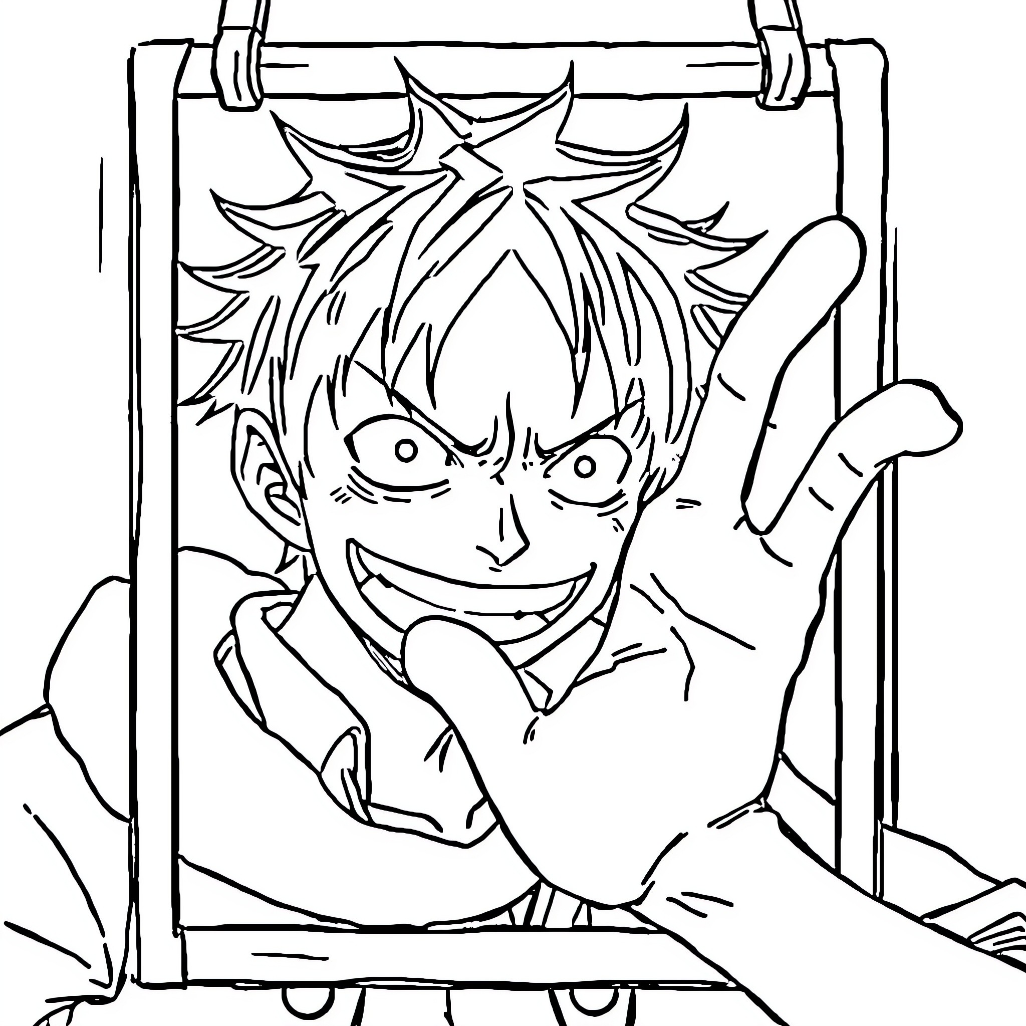Nami's Energetic Pose in Sketch Frame Coloring Page (free black-and-white line drawing printable PDF for all, from beginners to advanced learners, including children, teens, adults, and seniors)