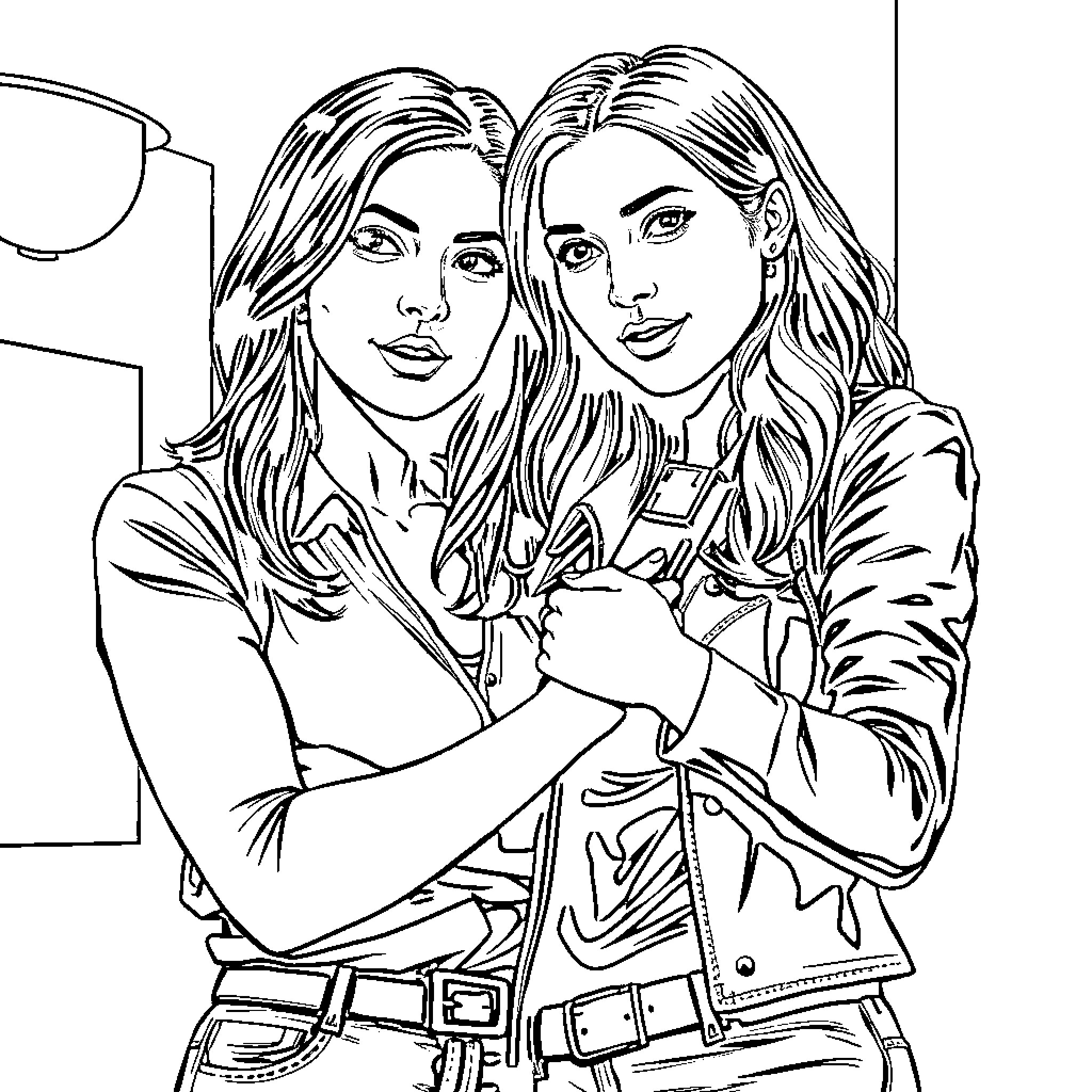 Criminal Minds: Determined Investigators in Serious Discussion Coloring Page (free black-and-white line drawing printable PDF for all, from beginners to advanced learners, including children, teens, adults, and seniors)