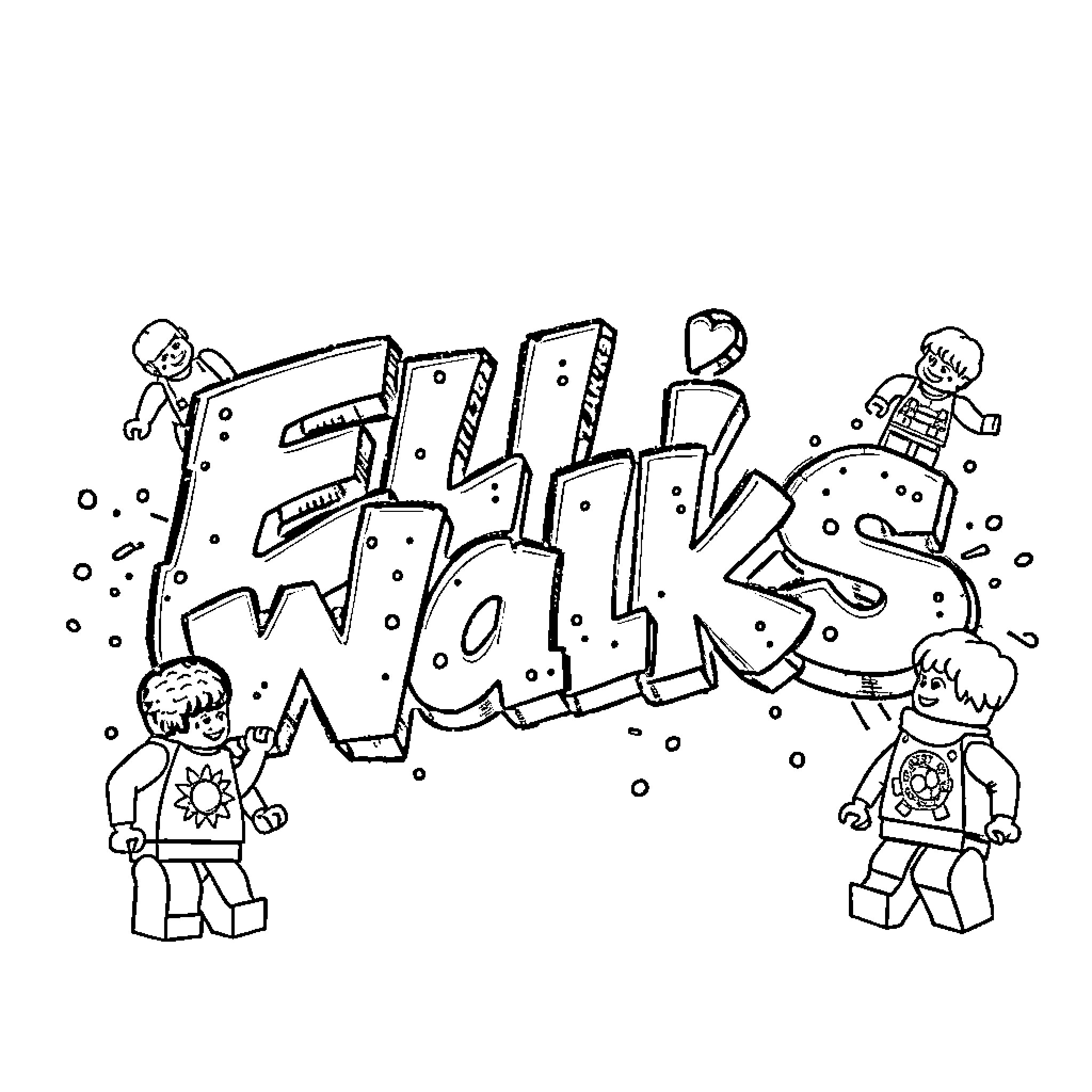 Ellie's Fun with Legos Coloring Page (free black-and-white line drawing printable PDF for all, from beginners to advanced learners, including children, teens, adults, and seniors)