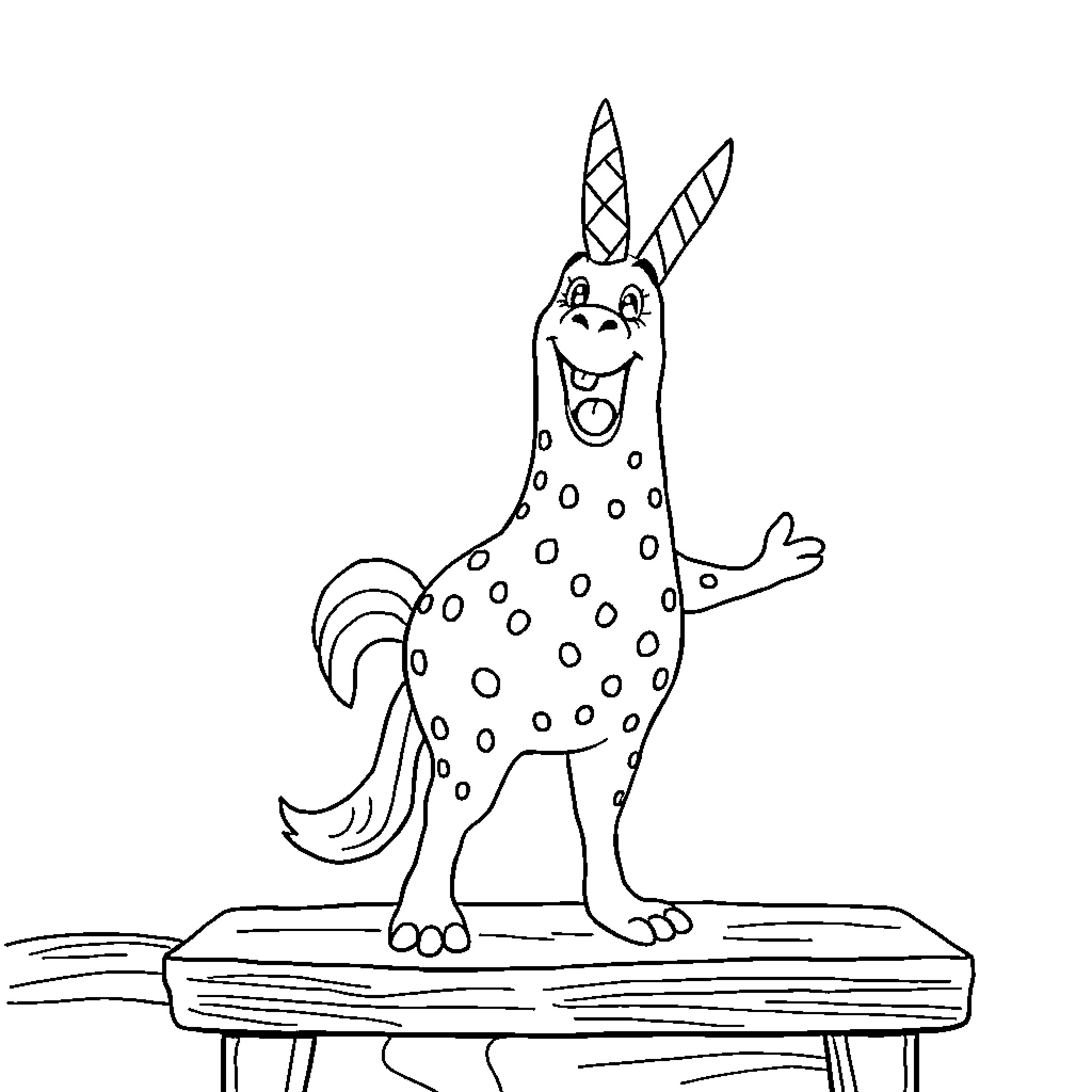 Tralalero: Fanciful Creature Striking Playful Pose Coloring Page (free black-and-white line drawing printable PDF for all, from beginners to advanced learners, including children, teens, adults, and seniors)