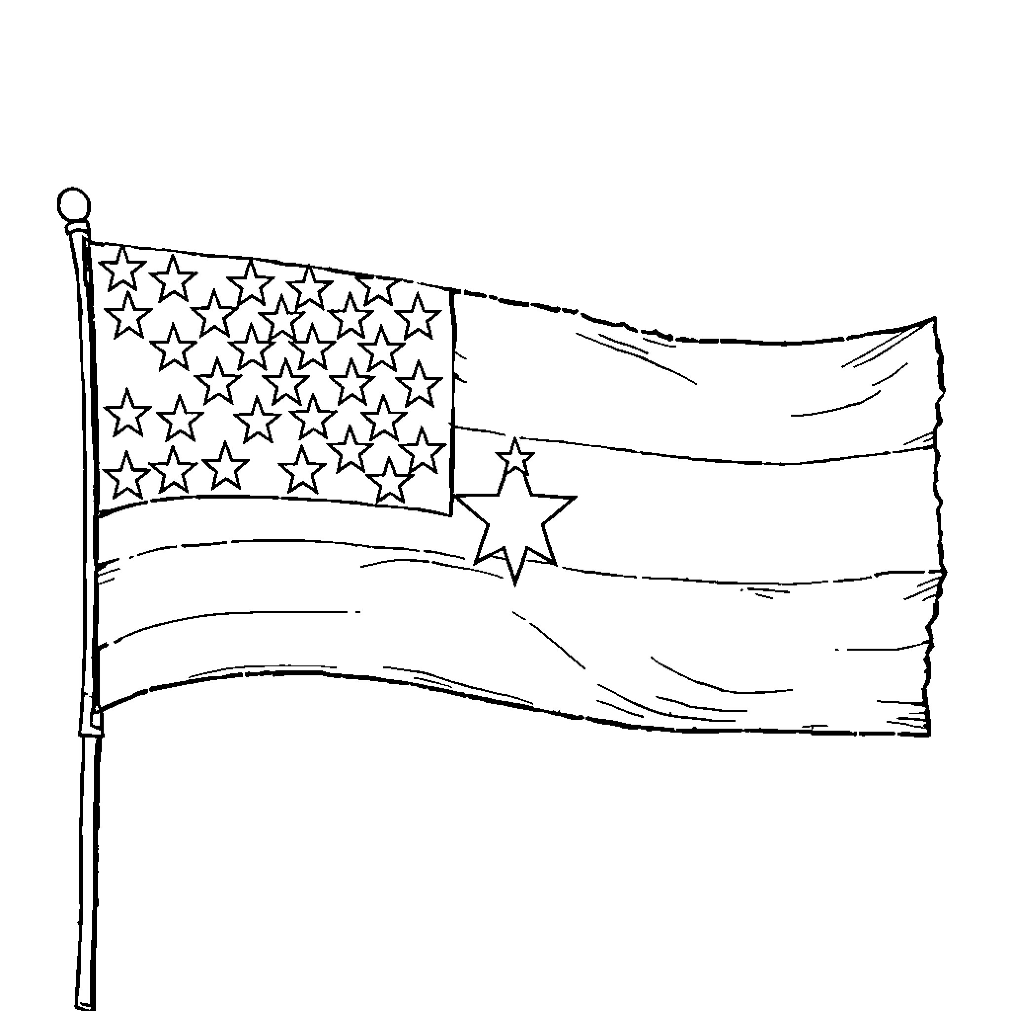 Flag waving in the wind Coloring Page (free black-and-white line drawing printable PDF for all, from beginners to advanced learners, including children, teens, adults, and seniors)