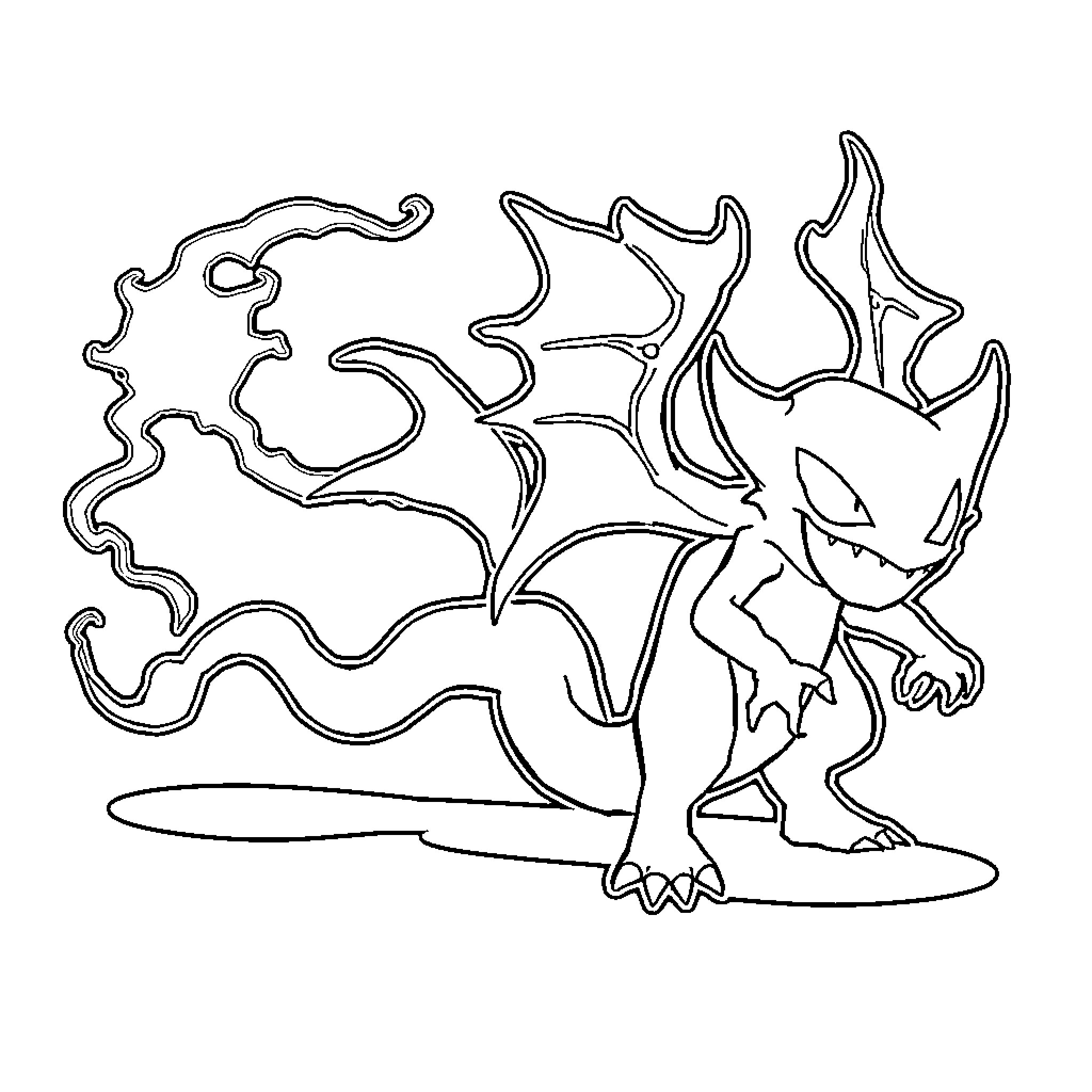 Gastly's Eerie Phantasmal Presence Coloring Page (free black-and-white line drawing printable PDF for all, from beginners to advanced learners, including children, teens, adults, and seniors)