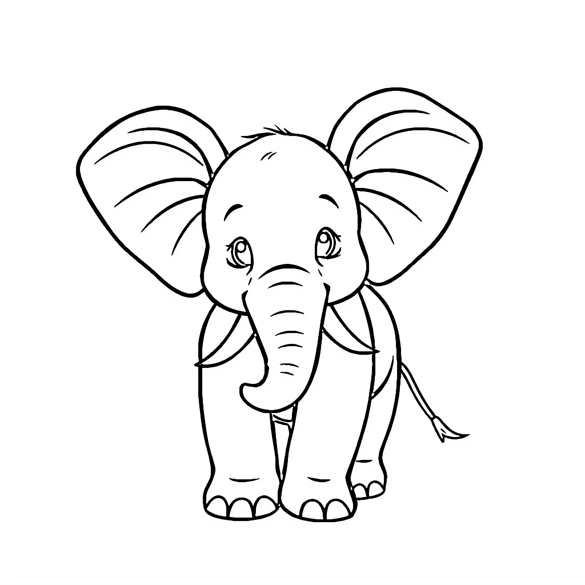 Elephant in a playful pose Coloring Page (free black-and-white line drawing printable PDF for all, from beginners to advanced learners, including children, teens, adults, and seniors)