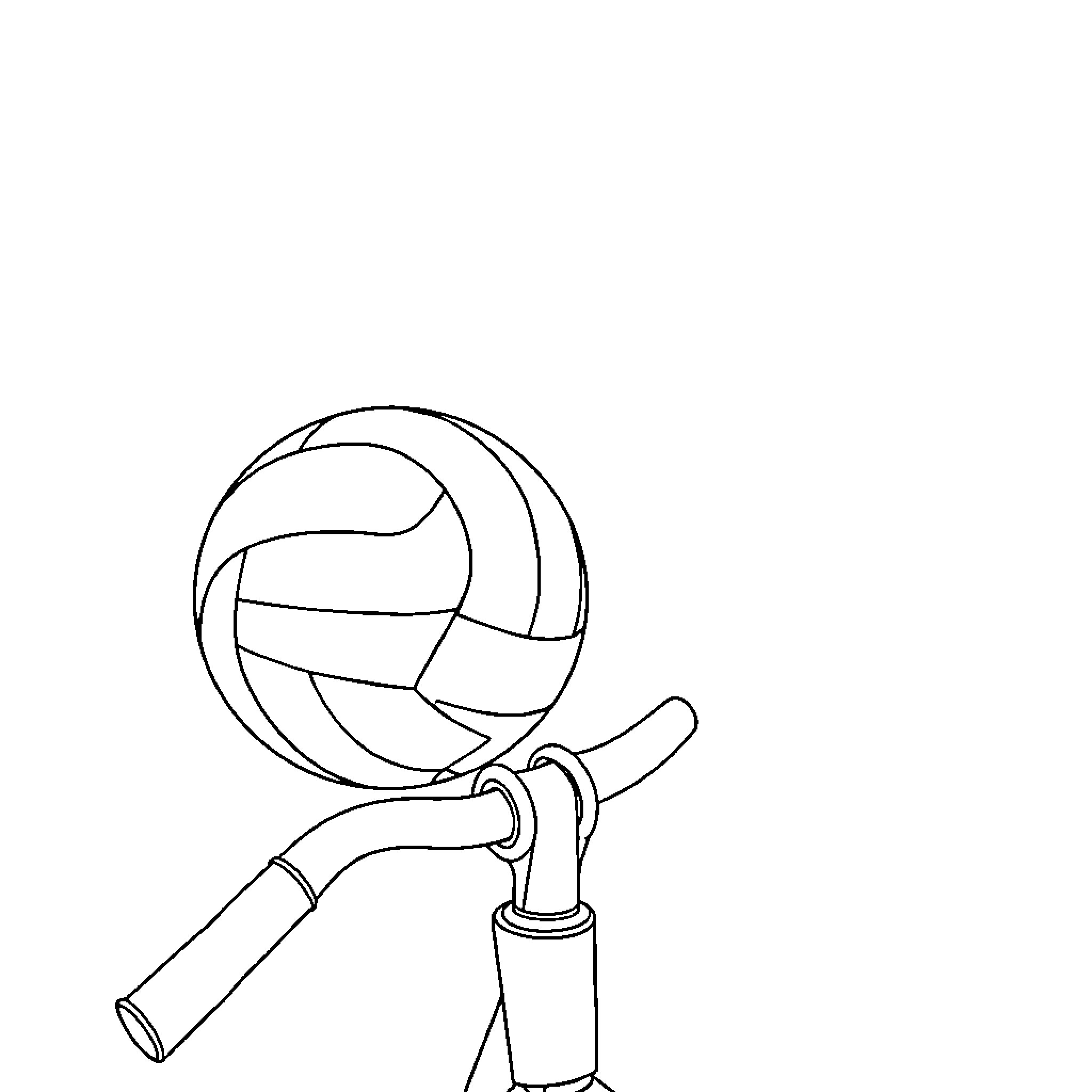 Volleyball game equipment with whistle Coloring Page (free black-and-white line drawing printable PDF for all, from beginners to advanced learners, including children, teens, adults, and seniors)