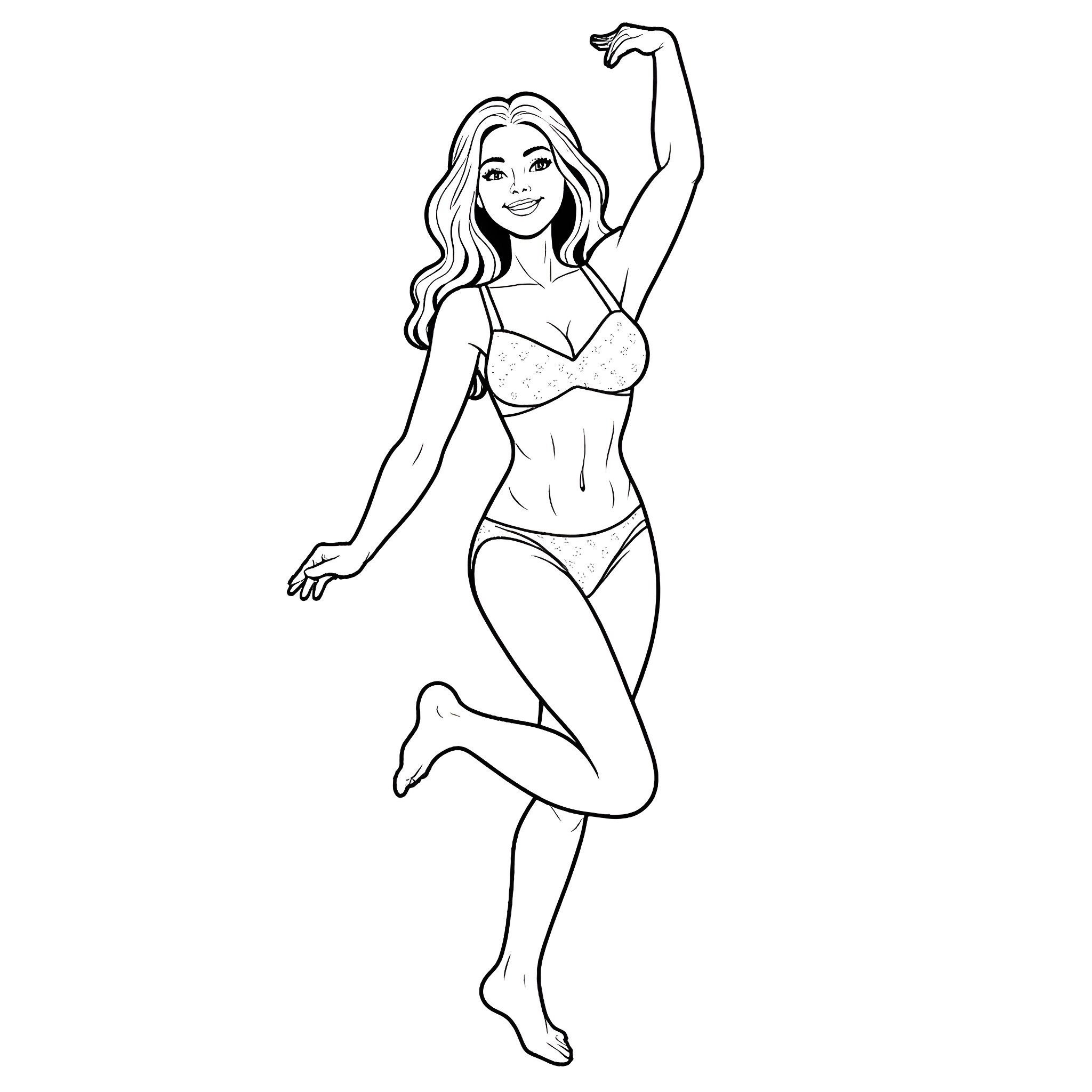 Alexis Texas posing in a swimsuit Coloring Page (free black-and-white line drawing printable PDF for all, from beginners to advanced learners, including children, teens, adults, and seniors)