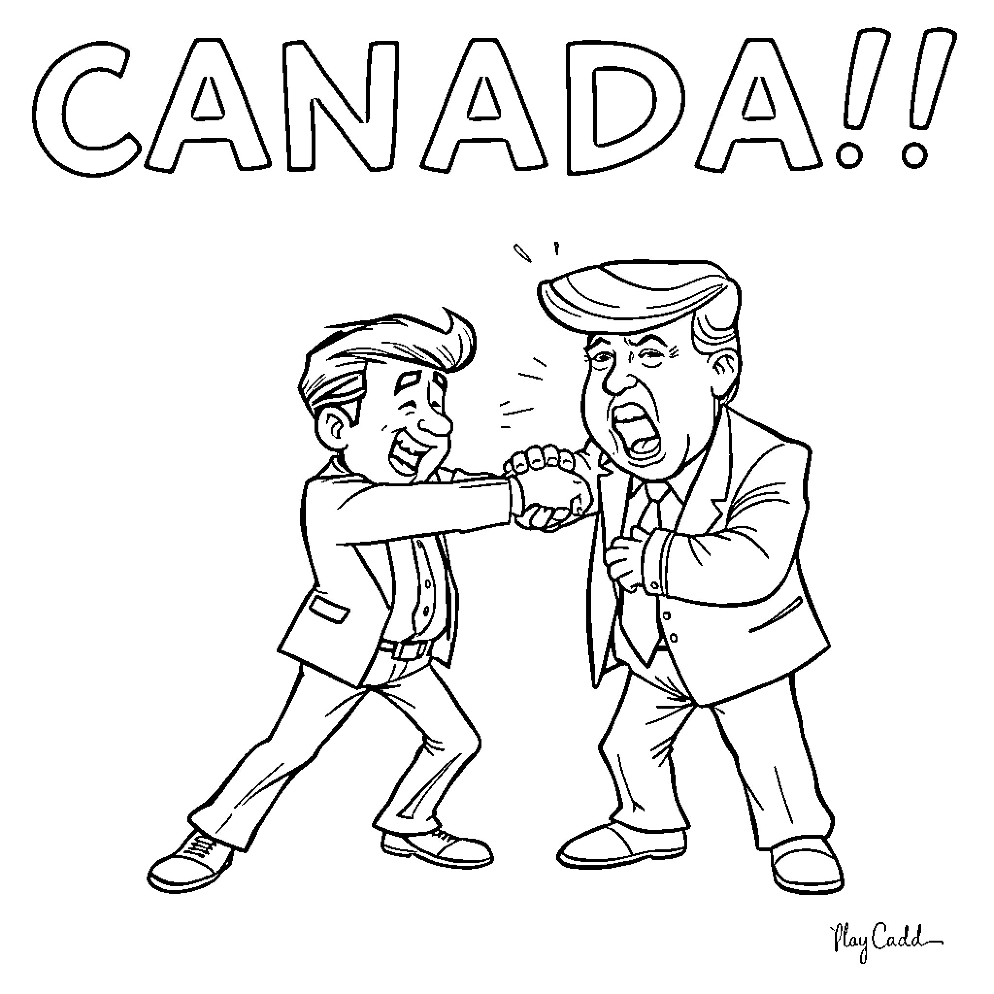 Canadian politicians engaged in heated debate Coloring Page (free black-and-white line drawing printable PDF for all, from beginners to advanced learners, including children, teens, adults, and seniors)