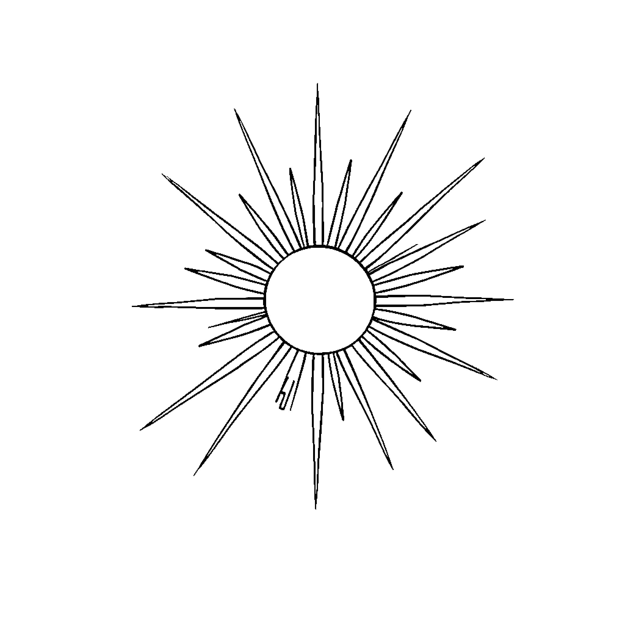 The Radiant Sun Symbol Coloring Page (free black-and-white line drawing printable PDF for all, from beginners to advanced learners, including children, teens, adults, and seniors)