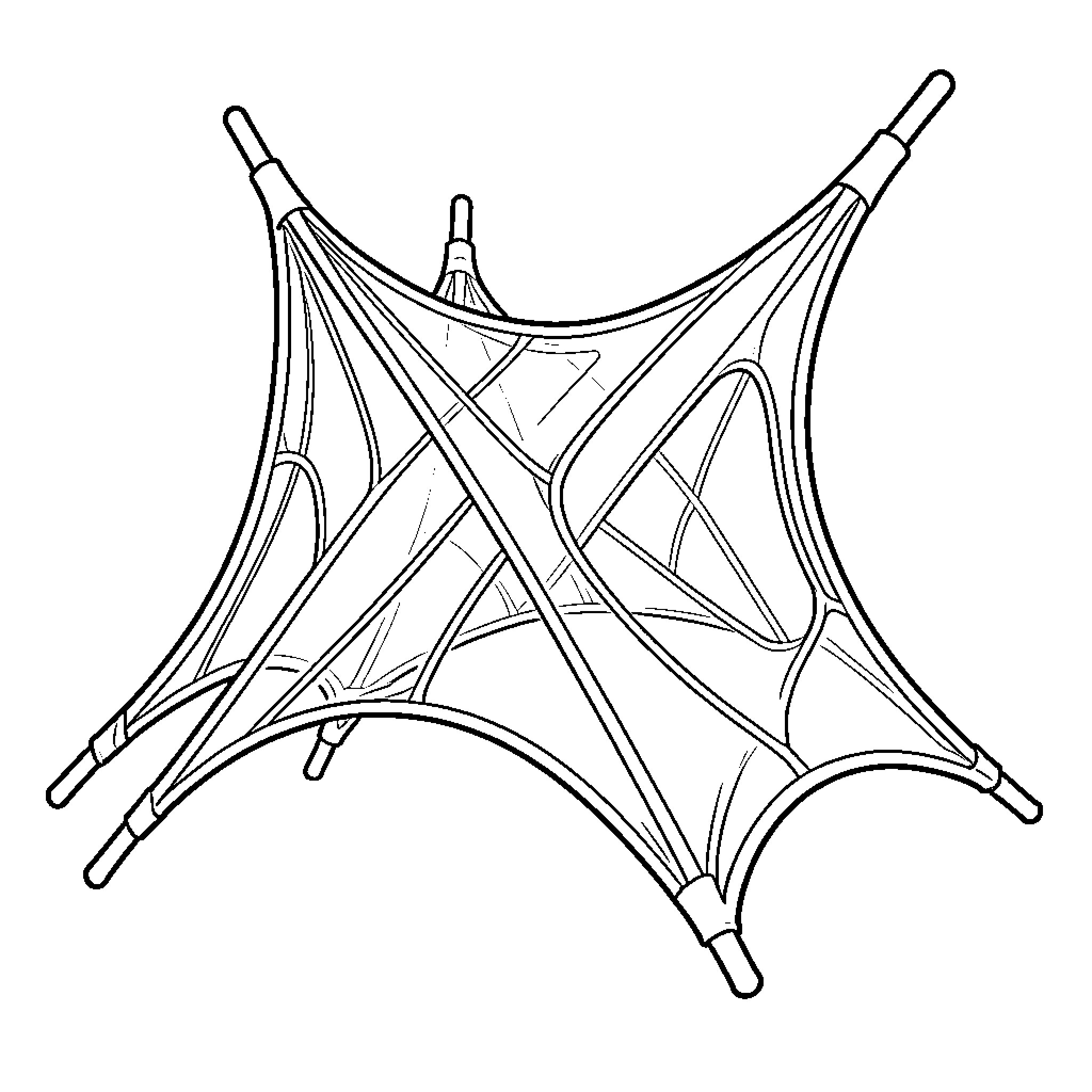 Membrane of intersecting lines and shapes Coloring Page (free black-and-white line drawing printable PDF for all, from beginners to advanced learners, including children, teens, adults, and seniors)