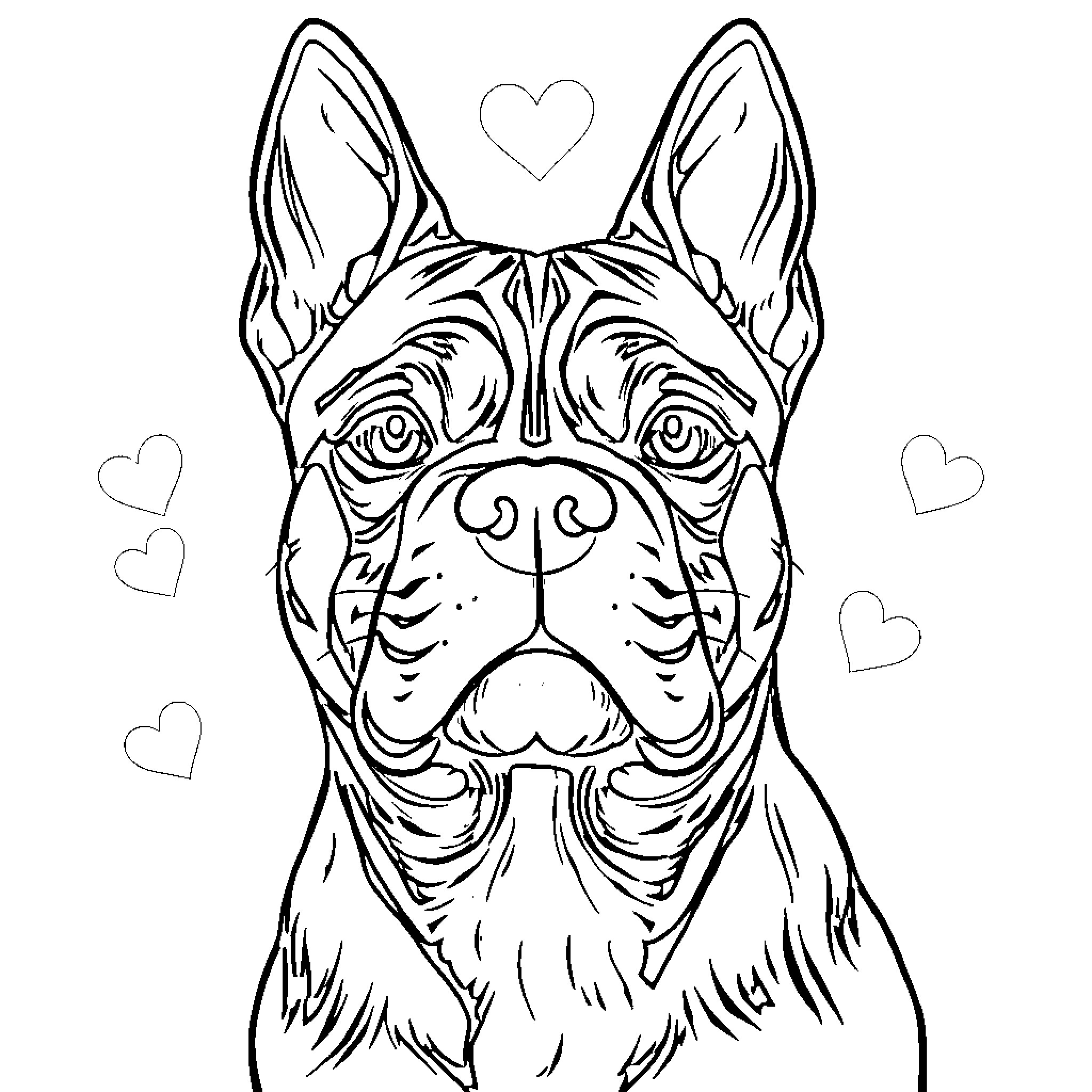 Courage of a Loyal Canine Companion Coloring Page (free black-and-white line drawing printable PDF for all, from beginners to advanced learners, including children, teens, adults, and seniors)
