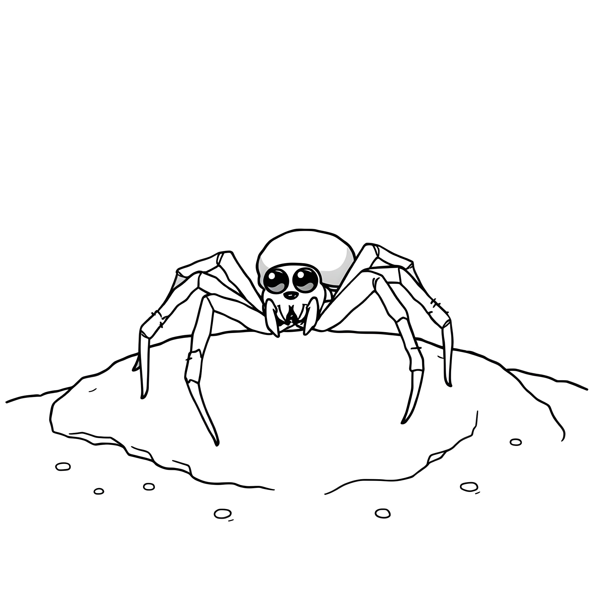 Spider lurking menacingly in the shadows Coloring Page (free black-and-white line drawing printable PDF for all, from beginners to advanced learners, including children, teens, adults, and seniors)