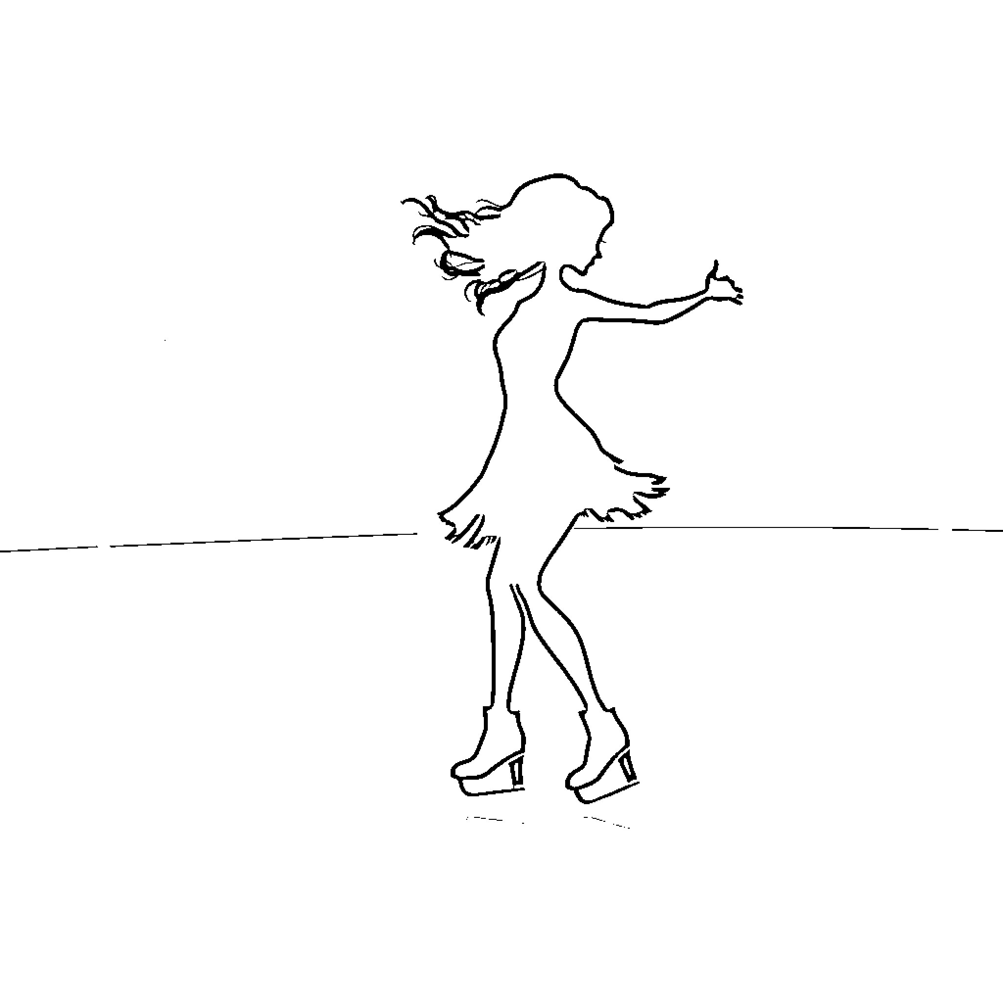 Skate dance in motion Coloring Page (free black-and-white line drawing printable PDF for all, from beginners to advanced learners, including children, teens, adults, and seniors)