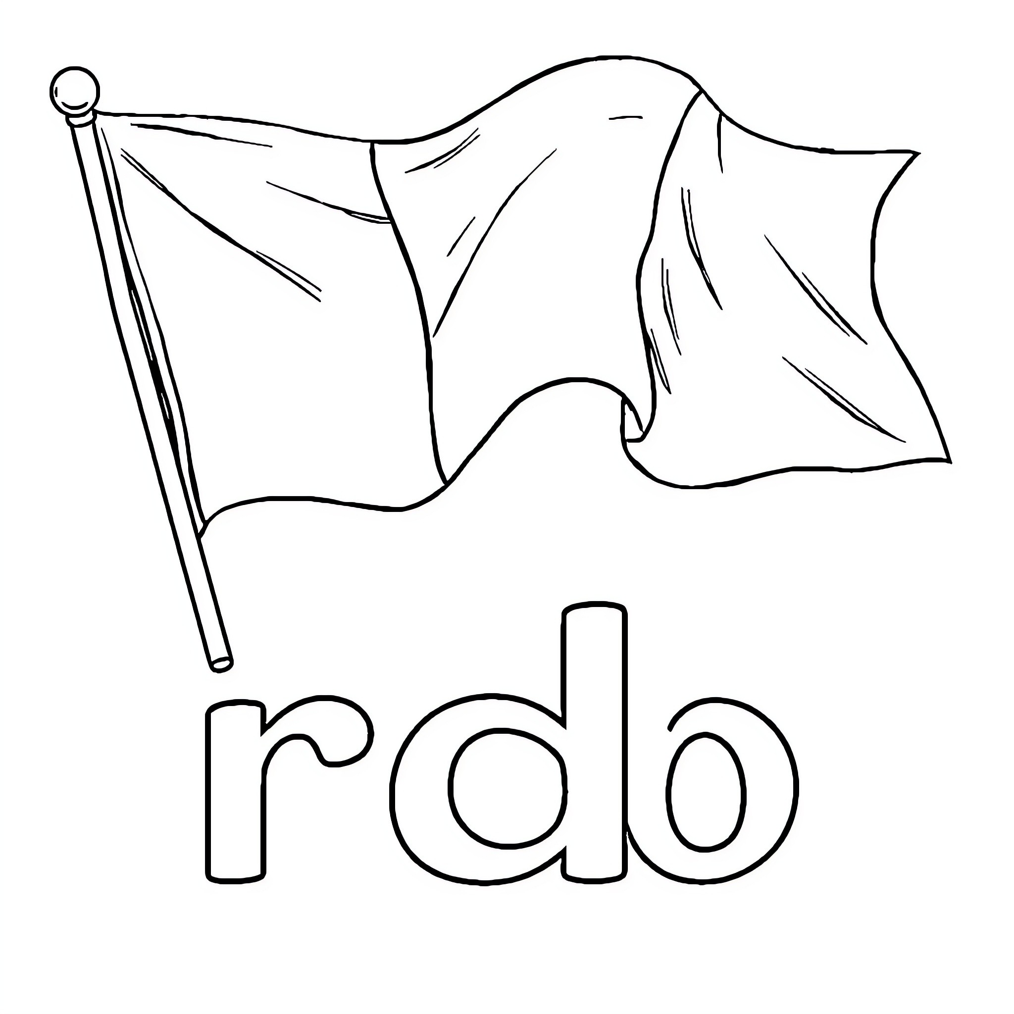 France Logo with Waving Flag Coloring Page (free black-and-white line drawing printable PDF for all, from beginners to advanced learners, including children, teens, adults, and seniors)