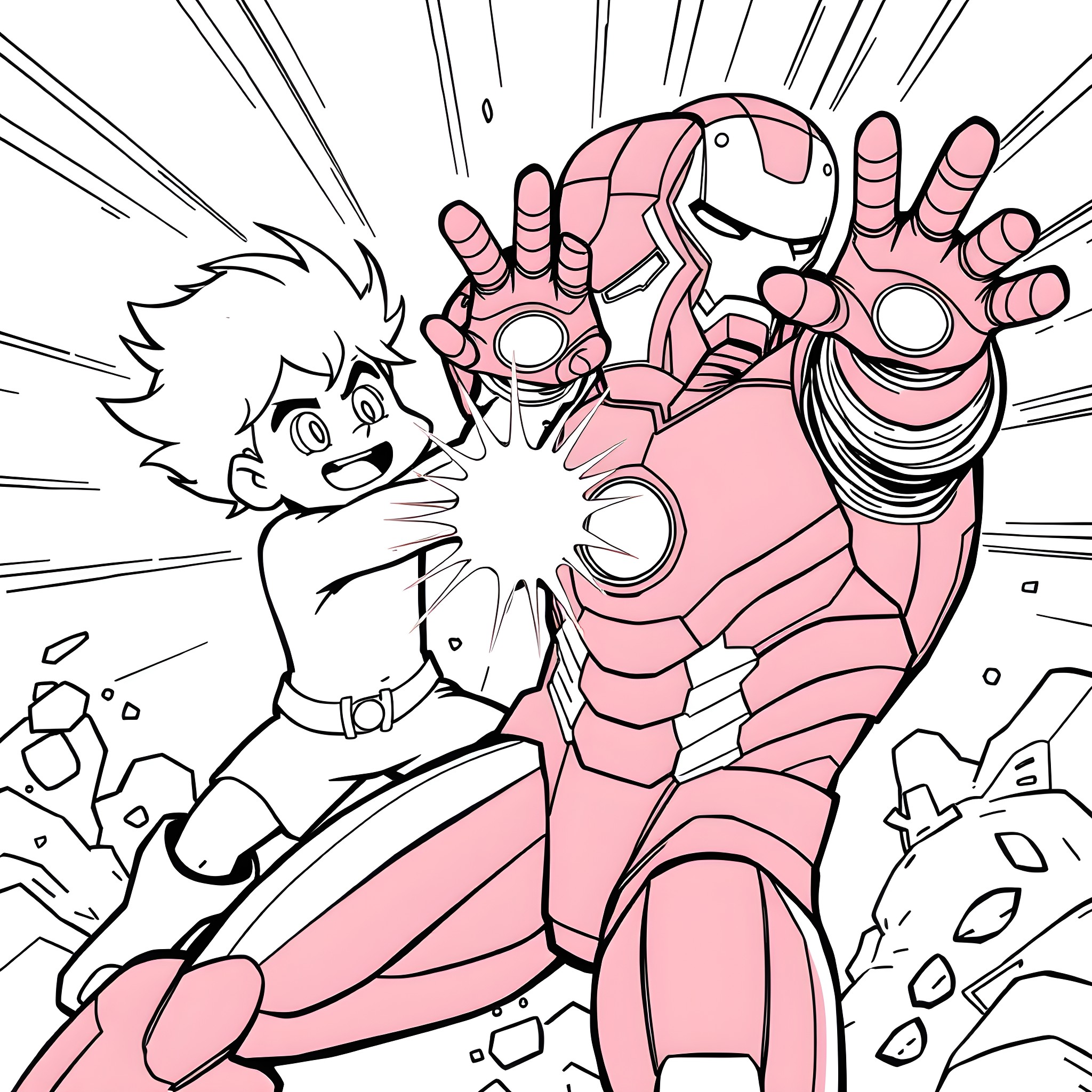 Steven Universe in an epic battle pose Coloring Page (free black-and-white line drawing printable PDF for all, from beginners to advanced learners, including children, teens, adults, and seniors)