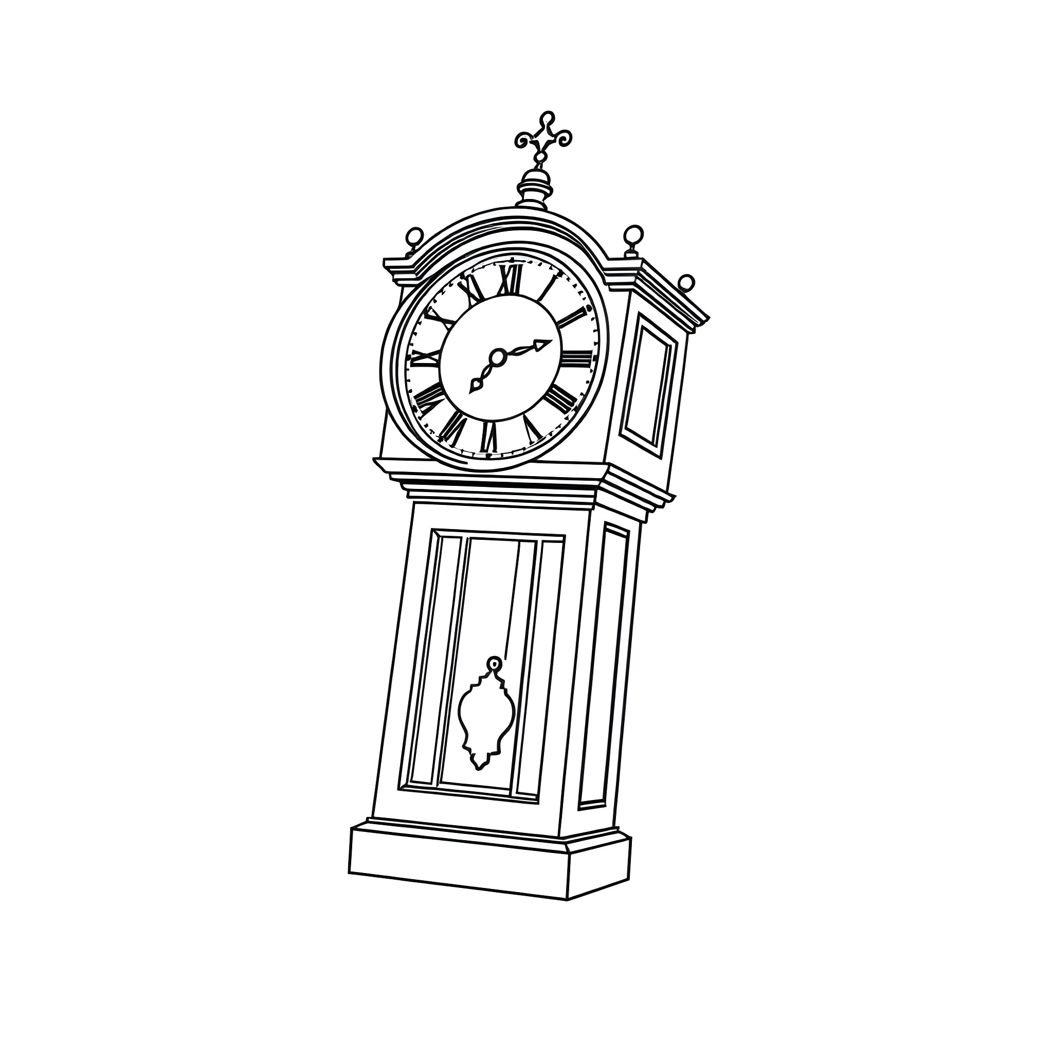 Clock tower with ornate design Coloring Page (free black-and-white line drawing printable PDF for all, from beginners to advanced learners, including children, teens, adults, and seniors)