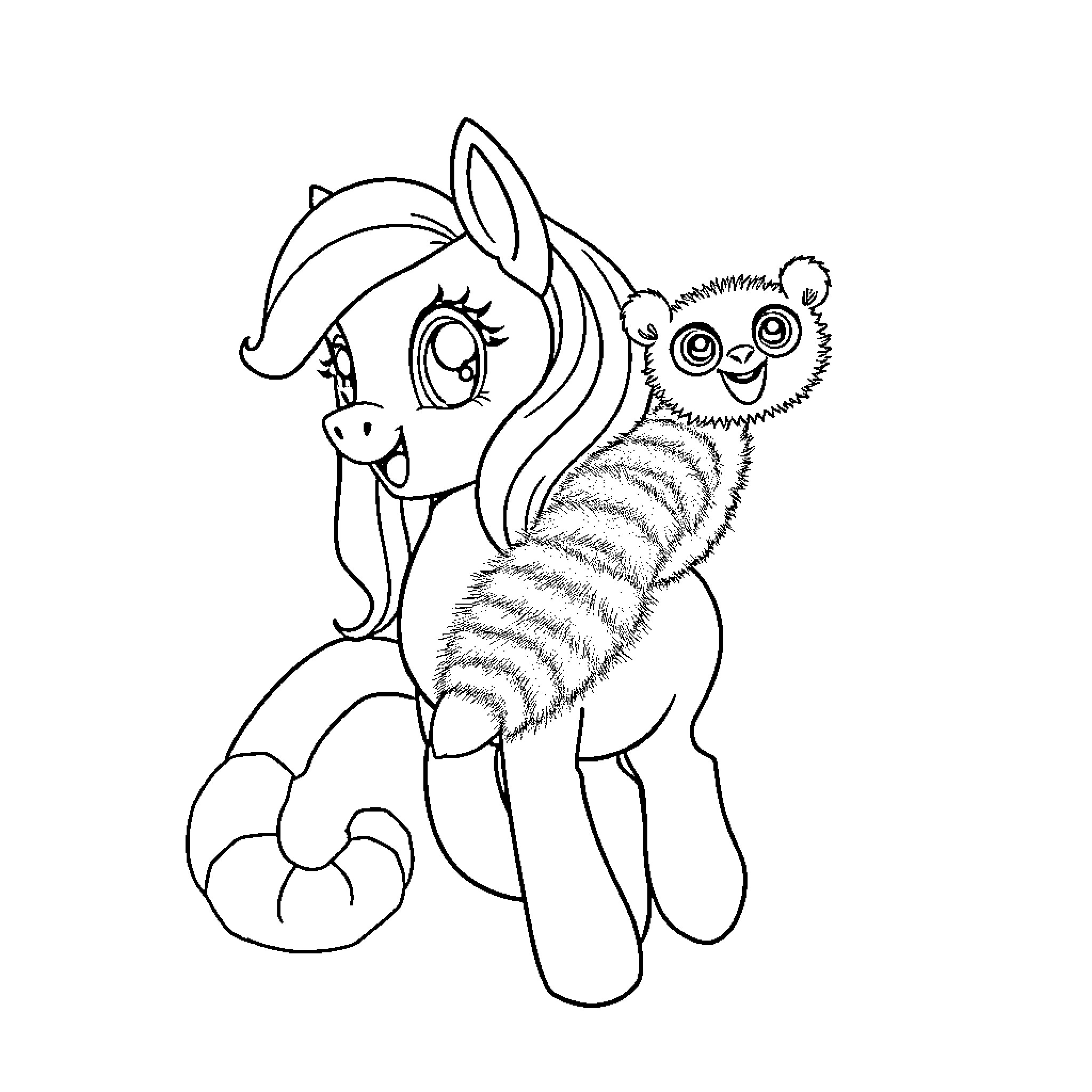 My Little Pony friends playing together Coloring Page (free black-and-white line drawing printable PDF for all, from beginners to advanced learners, including children, teens, adults, and seniors)