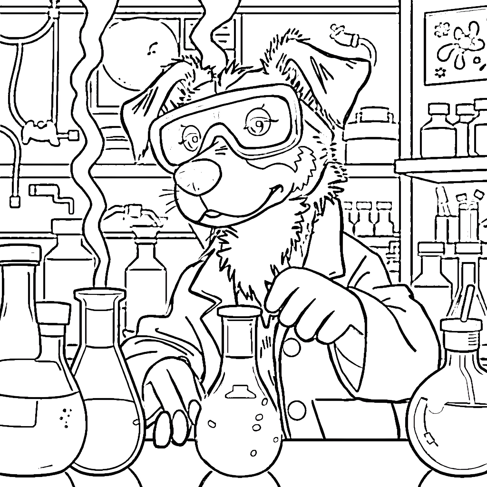 Bluey's Curious Science Experiment Coloring Page (free black-and-white line drawing printable PDF for all, from beginners to advanced learners, including children, teens, adults, and seniors)