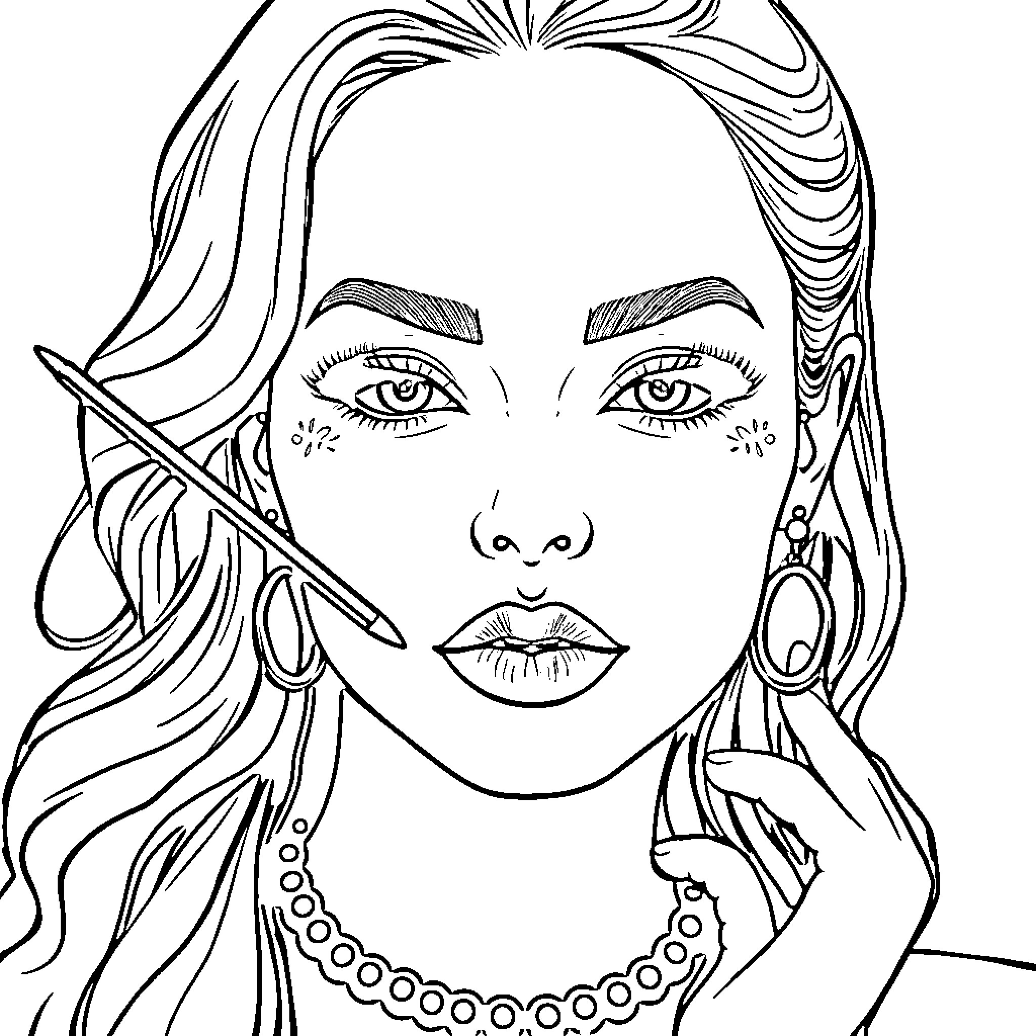 Transgender Makeup Transformation Coloring Page (free black-and-white line drawing printable PDF for all, from beginners to advanced learners, including children, teens, adults, and seniors)