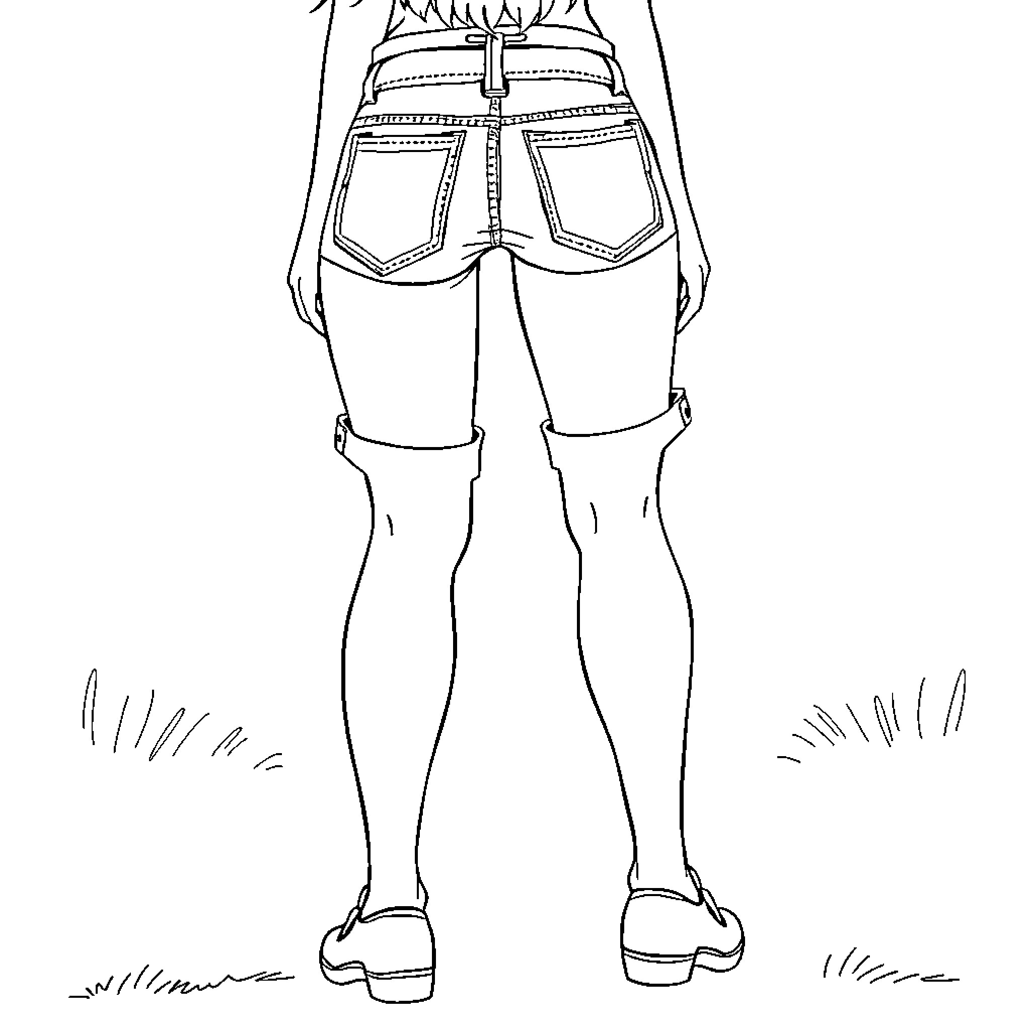 Girl standing in casual outfit Coloring Page (free black-and-white line drawing printable PDF for all, from beginners to advanced learners, including children, teens, adults, and seniors)