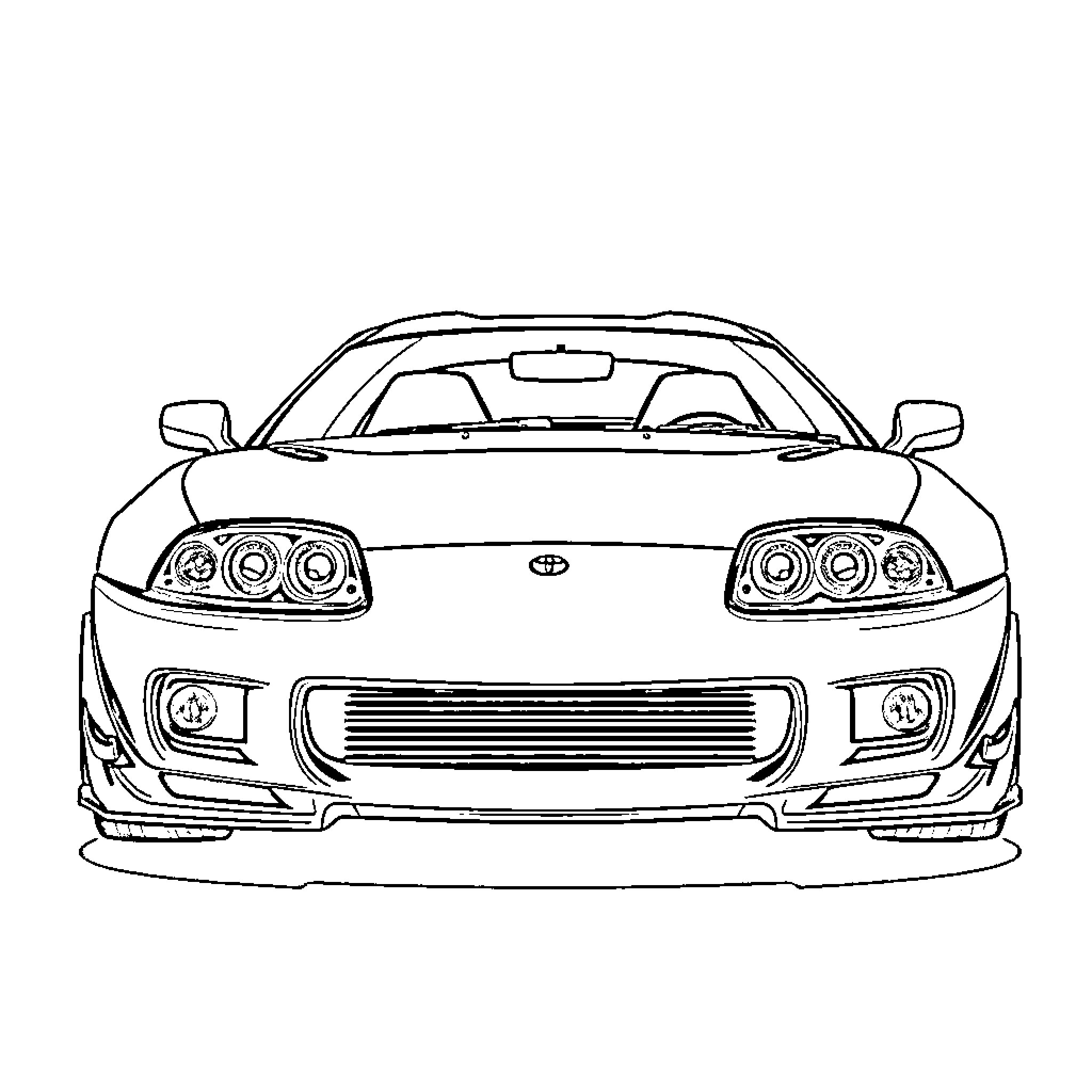 Toyota sports car with sleek design Coloring Page (free black-and-white line drawing printable PDF for all, from beginners to advanced learners, including children, teens, adults, and seniors)