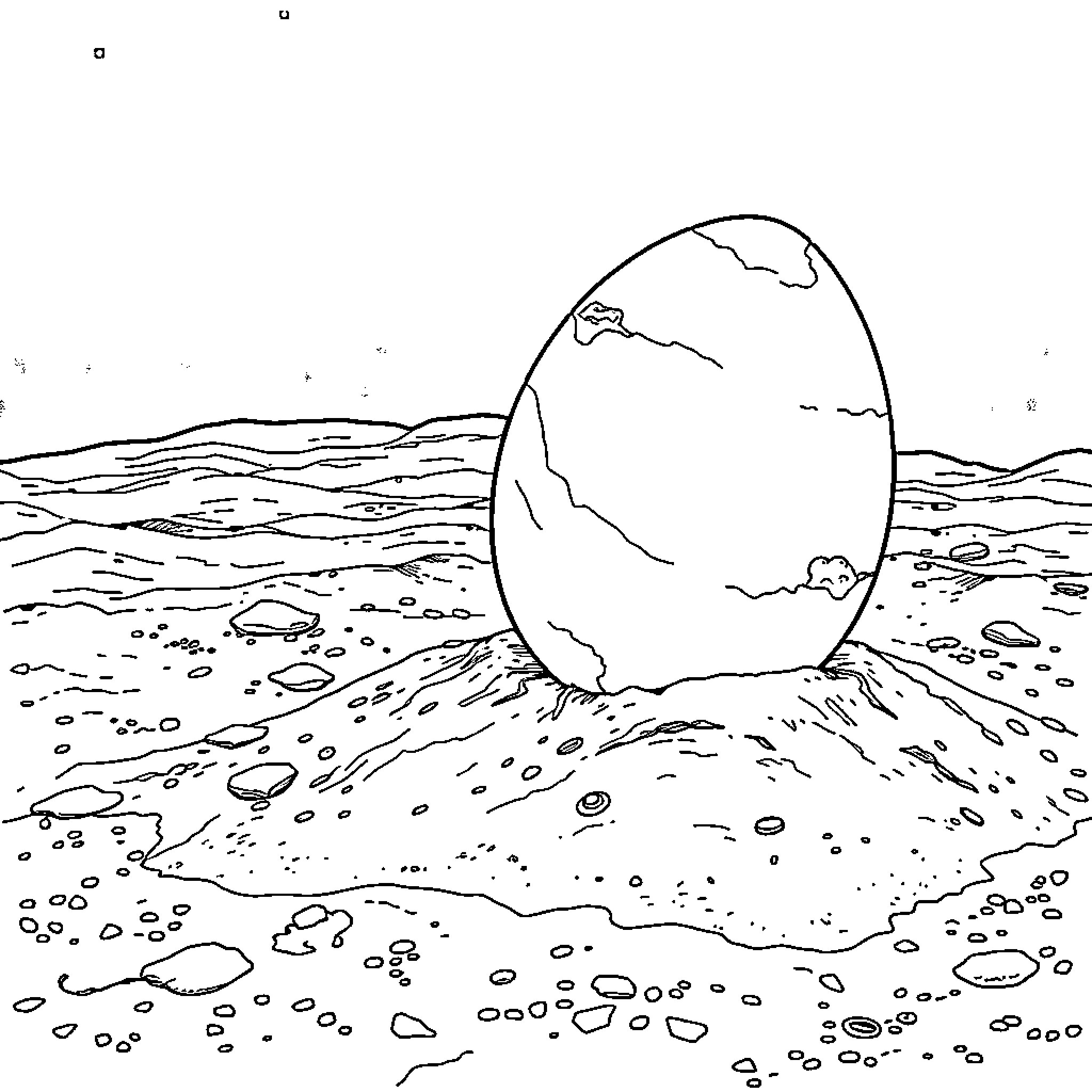 Egg hatching in the wilderness Coloring Page (free black-and-white line drawing printable PDF for all, from beginners to advanced learners, including children, teens, adults, and seniors)