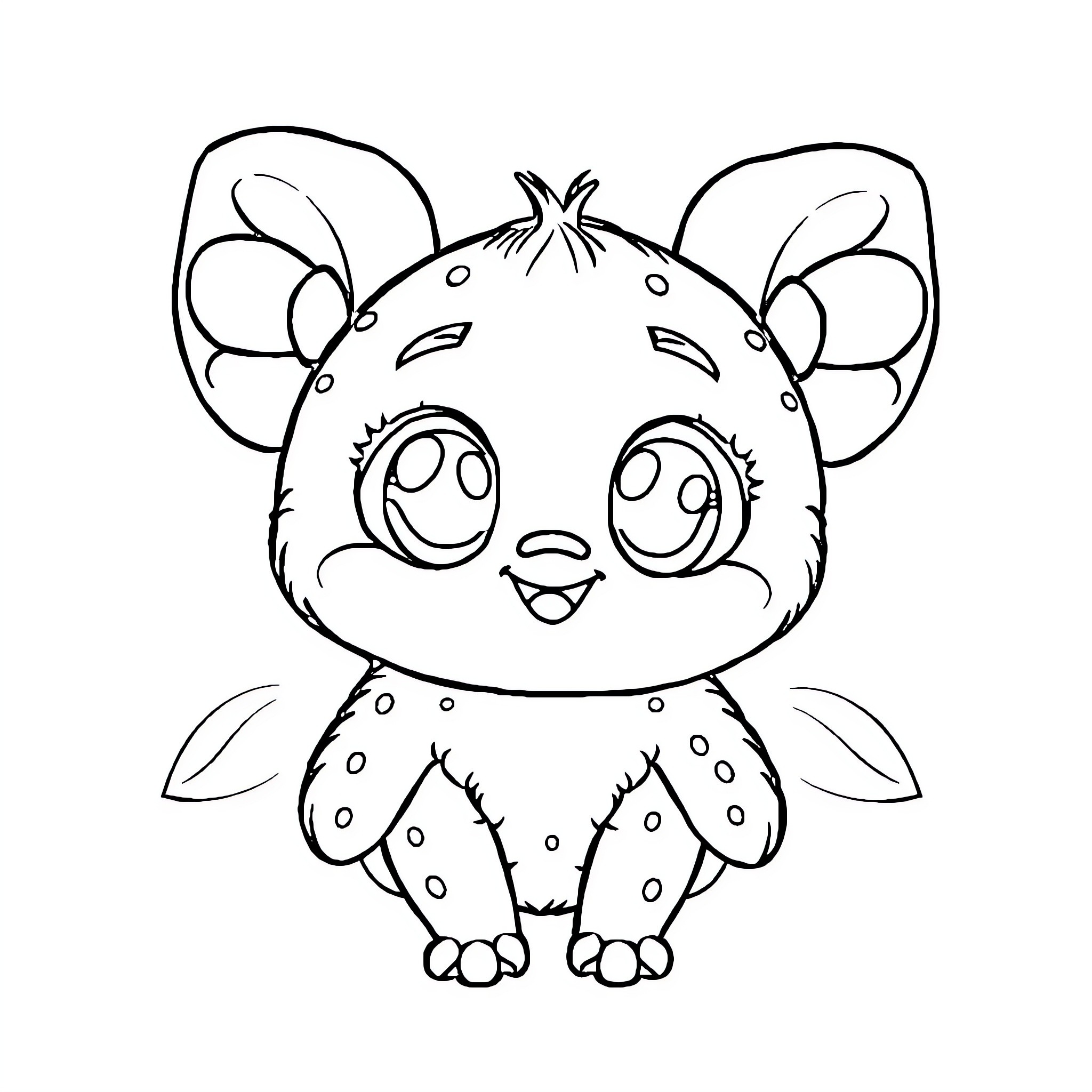 Labubu the Adorable Creature Coloring Page (free black-and-white line drawing printable PDF for all, from beginners to advanced learners, including children, teens, adults, and seniors)